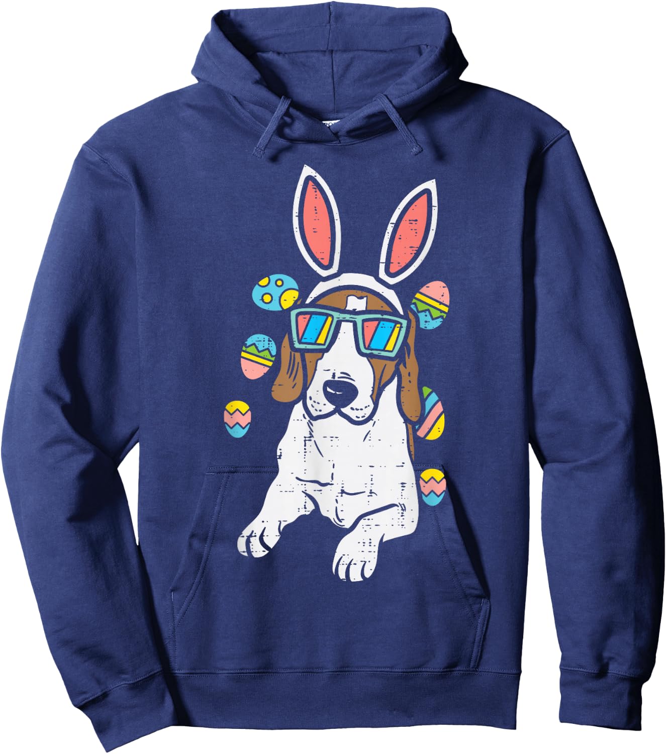 Beagle Bunny Ears Glasses Eggs Cute Easter Dog Owner Lover Hoodie - Hoodie | Navy