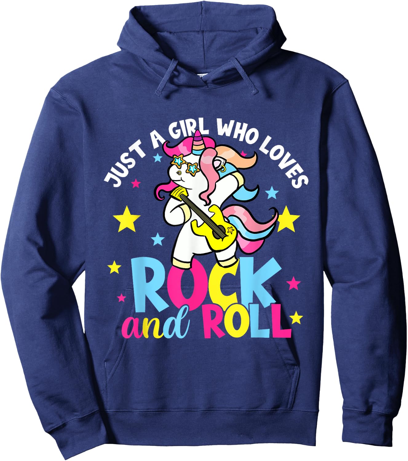 Just A Girl Who Loves Rock And Roll Funny Unicorn Lover Hoodie - Hoodie | Navy