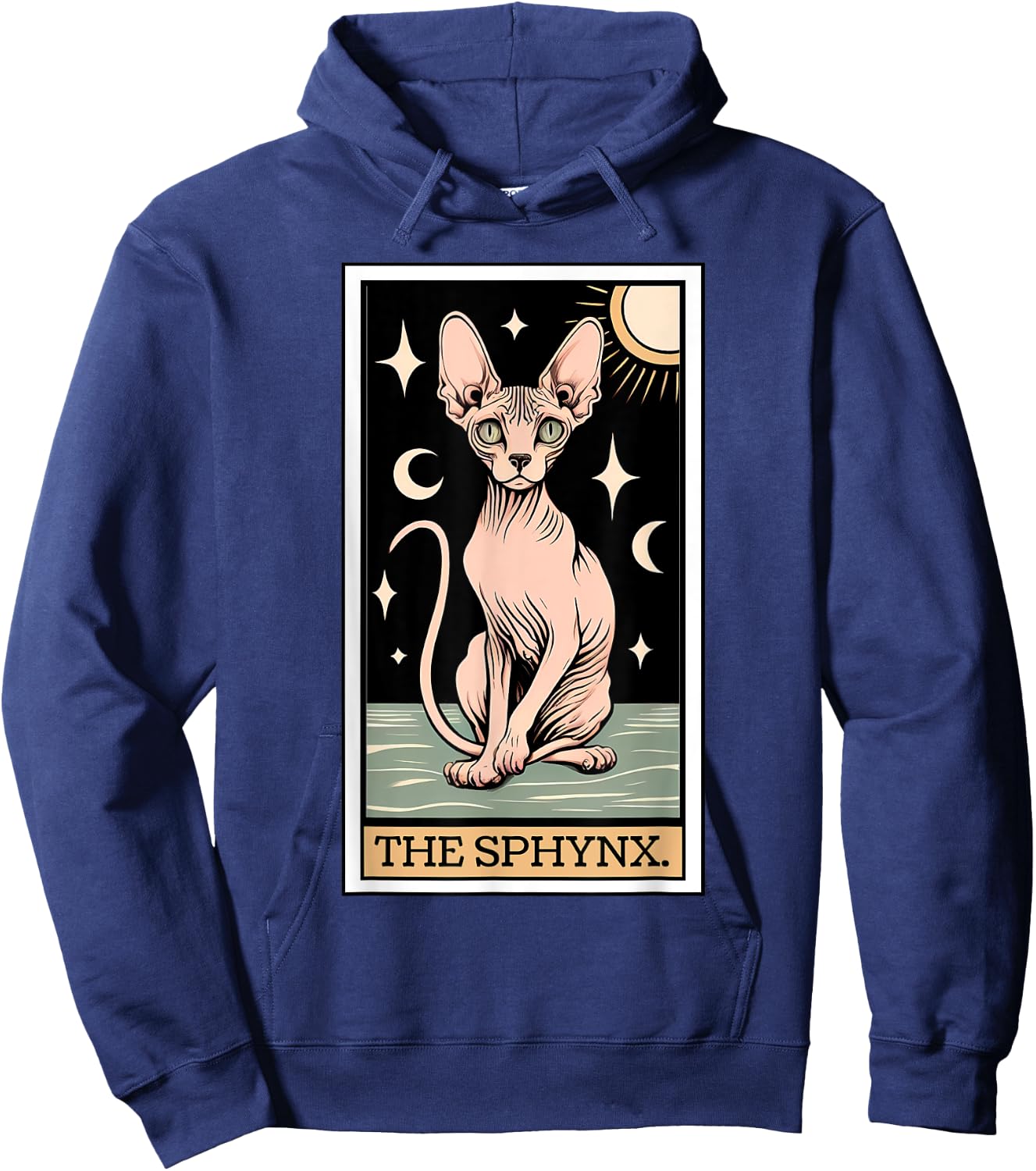 Sphynx Cat Tarot Card Hairless Cat Mom Cat Dad Women's Men's , Small, Black Hoodie - Hoodie | Navy