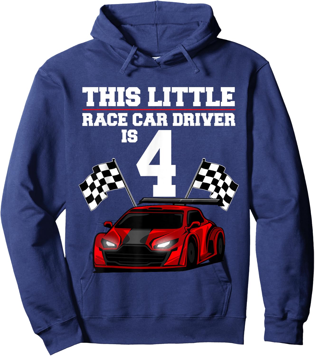 Funny 4th Birthday Gift Boys 4 Years Old Race Car Drivers Hoodie - Hoodie | Navy