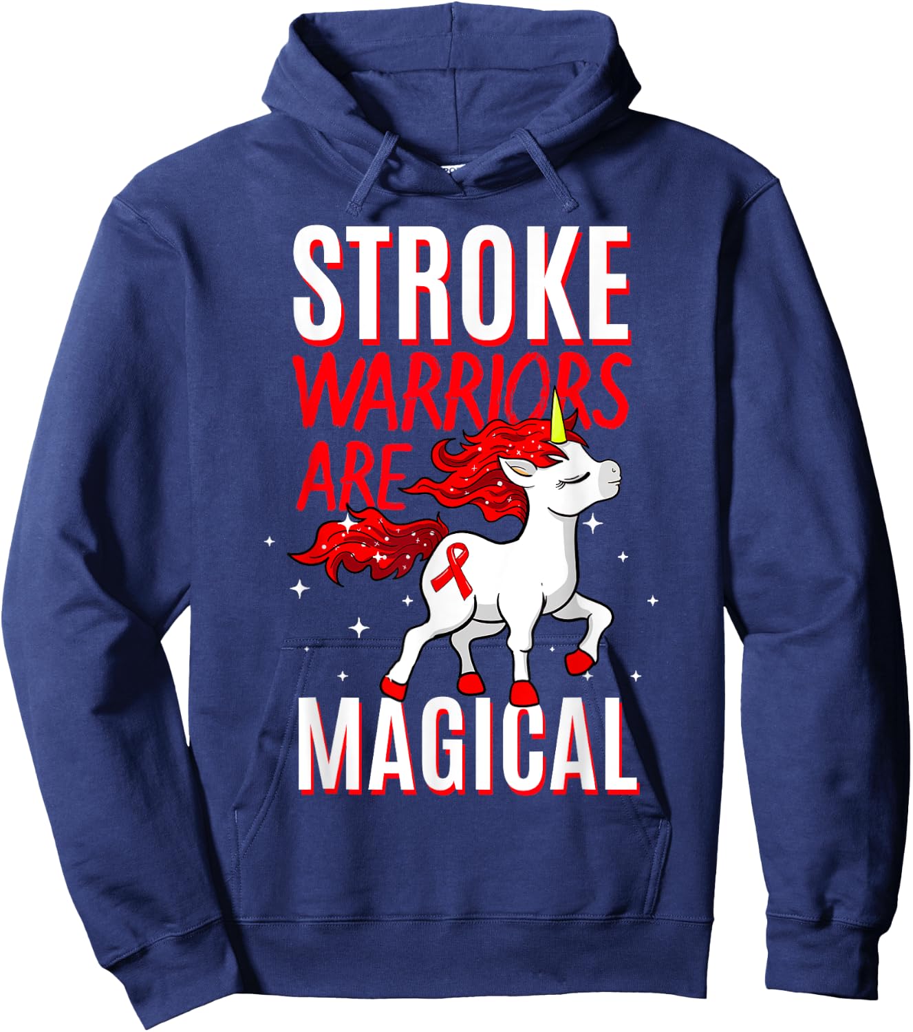 Stroke Warrior Transient Ischemic Attack Red Ribbon Obesity Hoodie - Hoodie | Navy