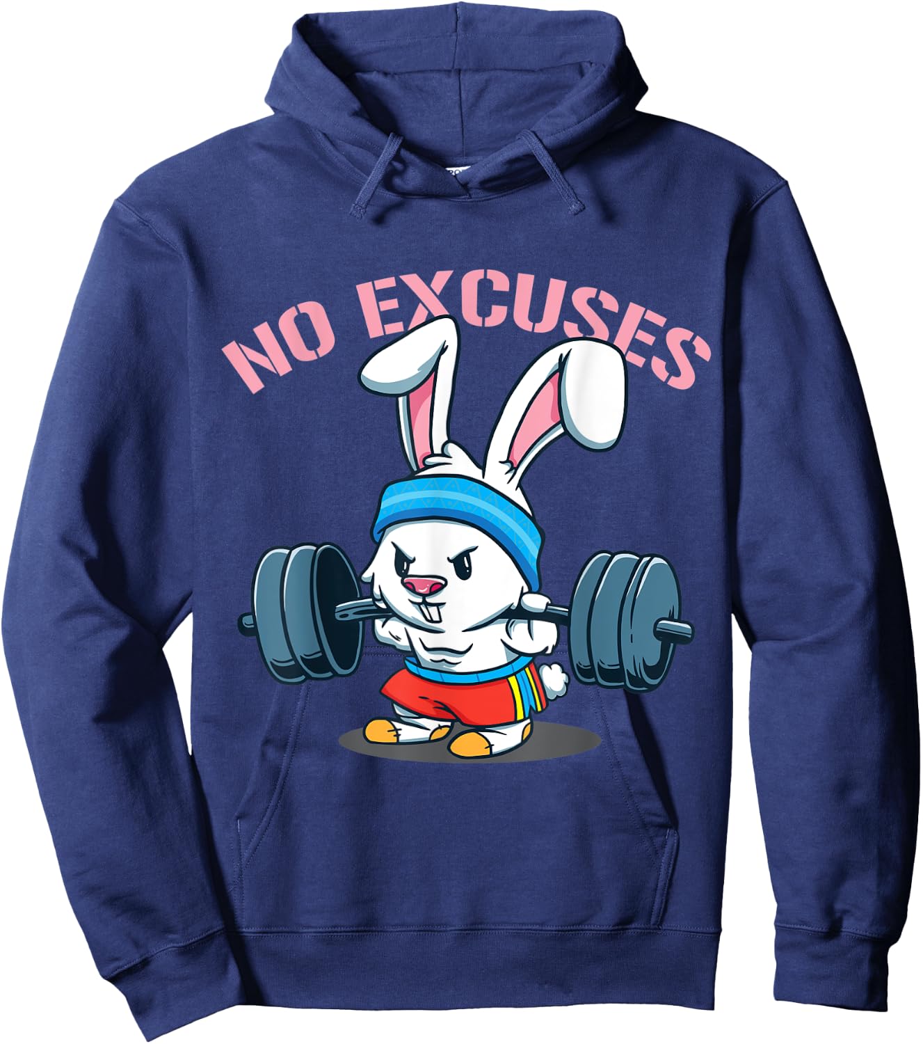 No Excuses Rabbit Fitness Cute Bunny Workout Funny Saying Hoodie - Hoodie | Navy