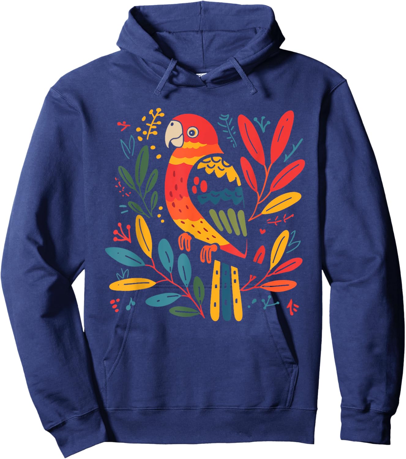 Parrot Folk Art Hoodie - Hoodie | Navy