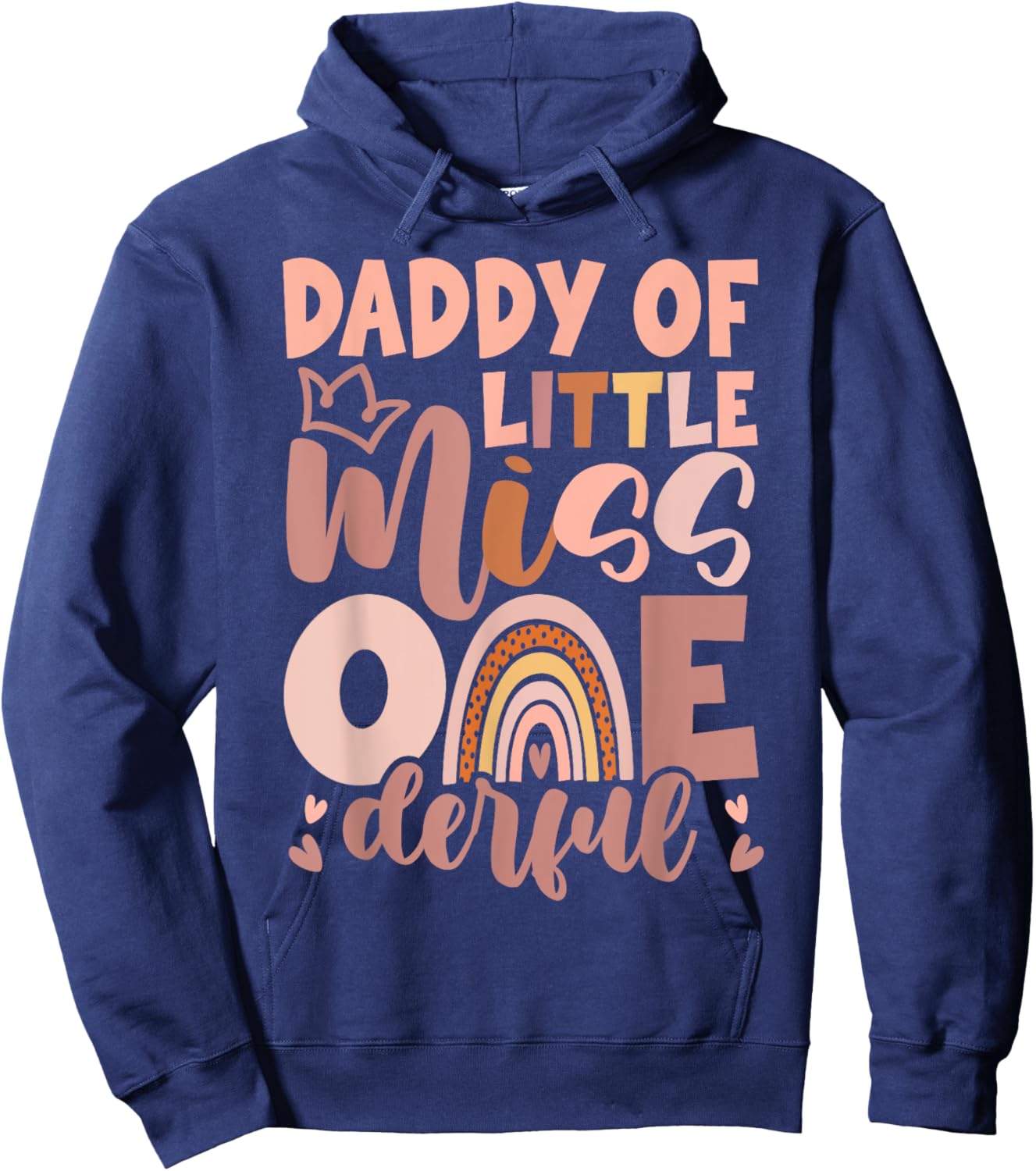 Boho Daddy of Miss Onederful 1st Birthday Girl Cute Hoodie - Hoodie | Navy