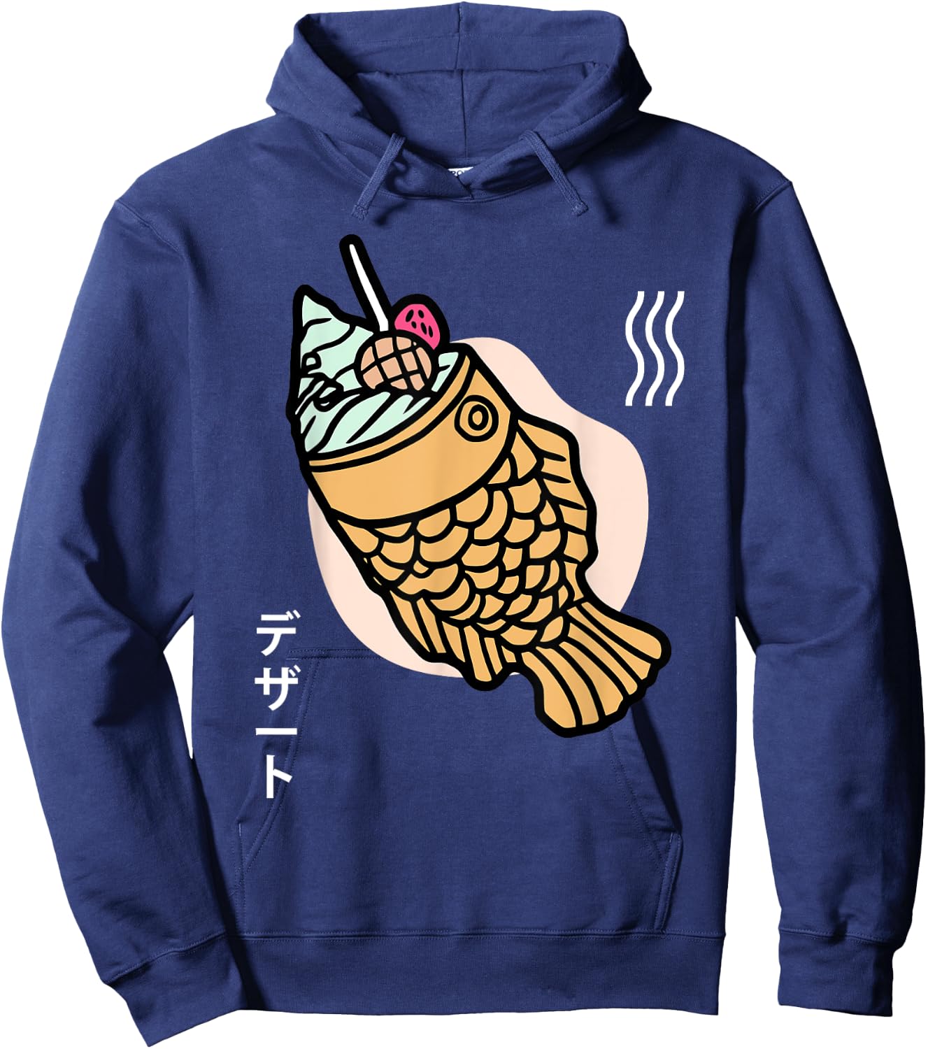 Taiyaki Japanese Ice Cream Desert Fish Shaped Cake Hoodie - Hoodie | Navy