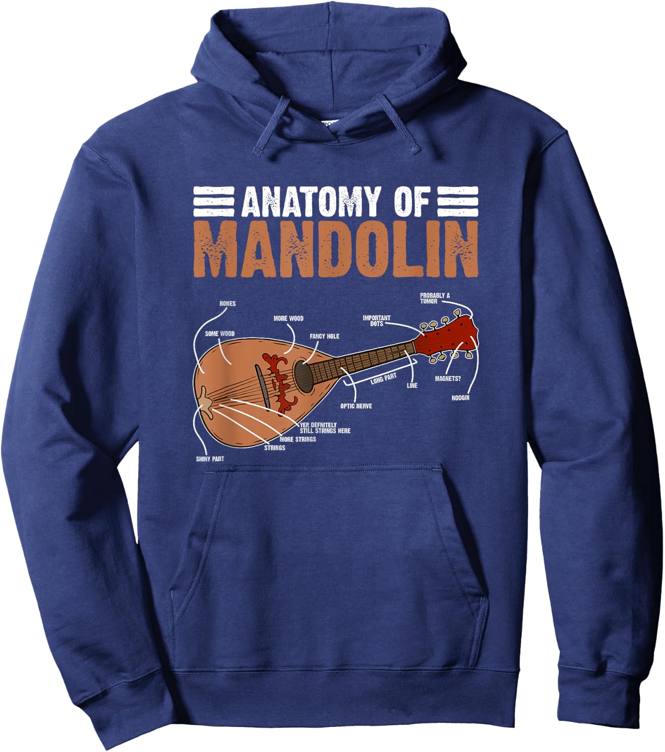Mandolinist Country Music Bluegrass Anatomy Of Mandolin Hoodie - Hoodie | Navy