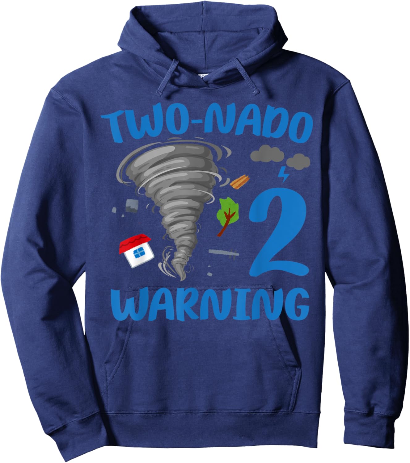 Kids Two-nado Warning 2nd Birthday Theme Tornado Party Hoodie - Hoodie | Navy
