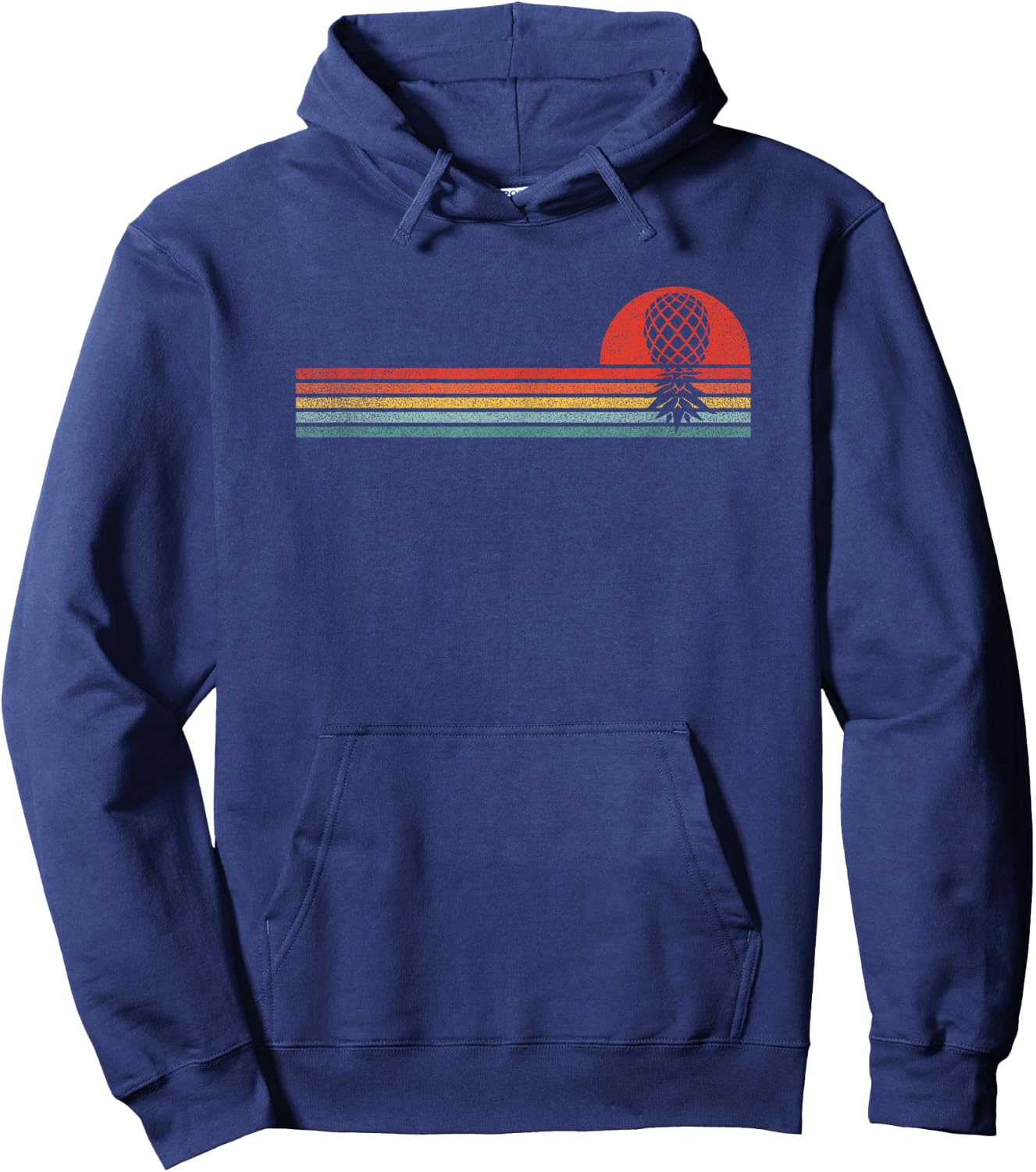 Vintage Swinger Upside Down Pineapple Retro Sunset Horizon Hoodie - Hoodie | Navy