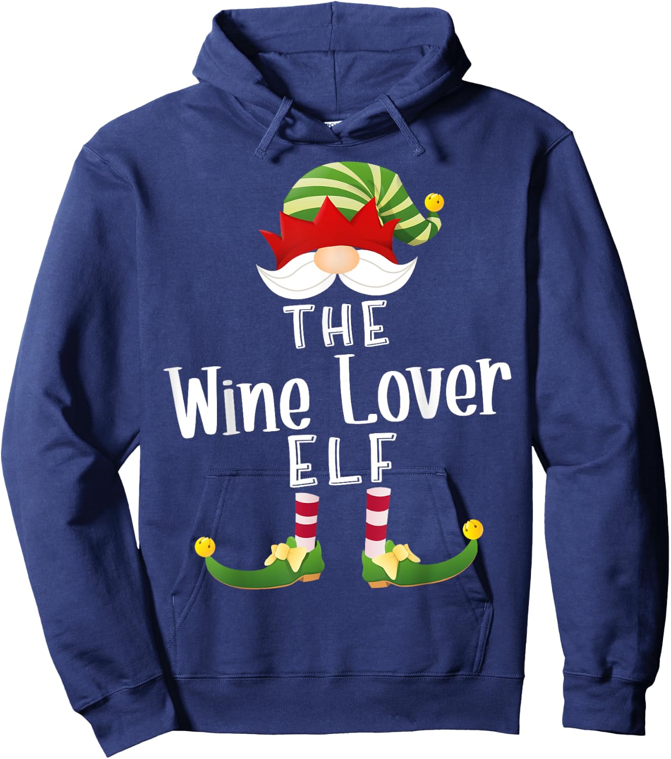 Wine Lover Elf Group Christmas Funny Pajama Party Hoodie - Hoodie | Navy