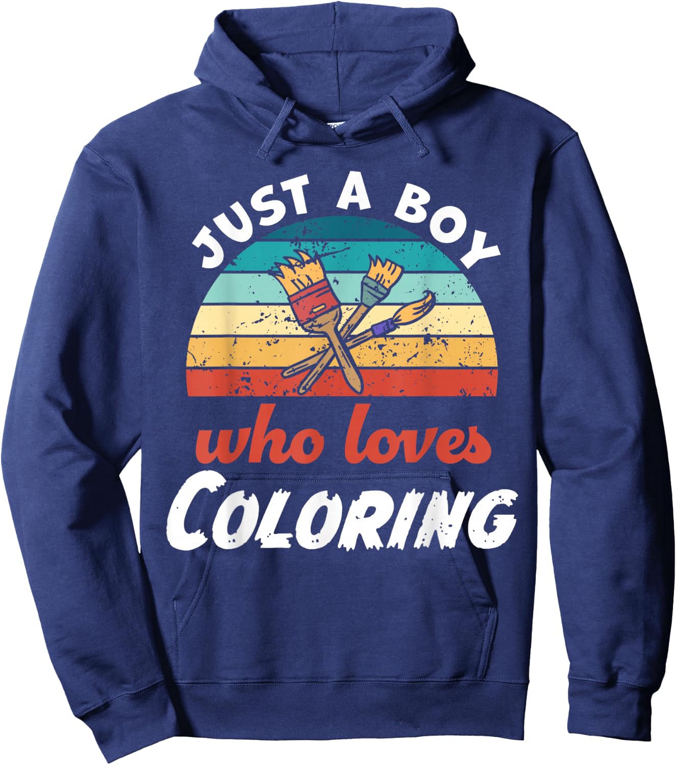 Just A Boy Who Loves Coloring Kids Coloring Boys Hoodie - Hoodie | Navy