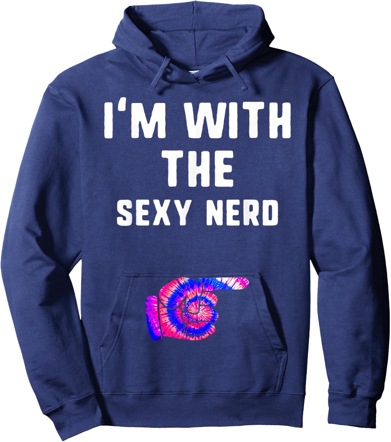 I'm With sexy nerd Tie Dye Halloween Matching Couple Costume Hoodie - Hoodie | Navy