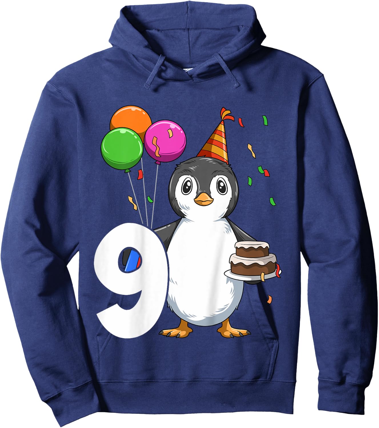 Penguin Birthday 9 Penguin 9th Birthday Outfit Penguin Party Hoodie - Hoodie | Navy