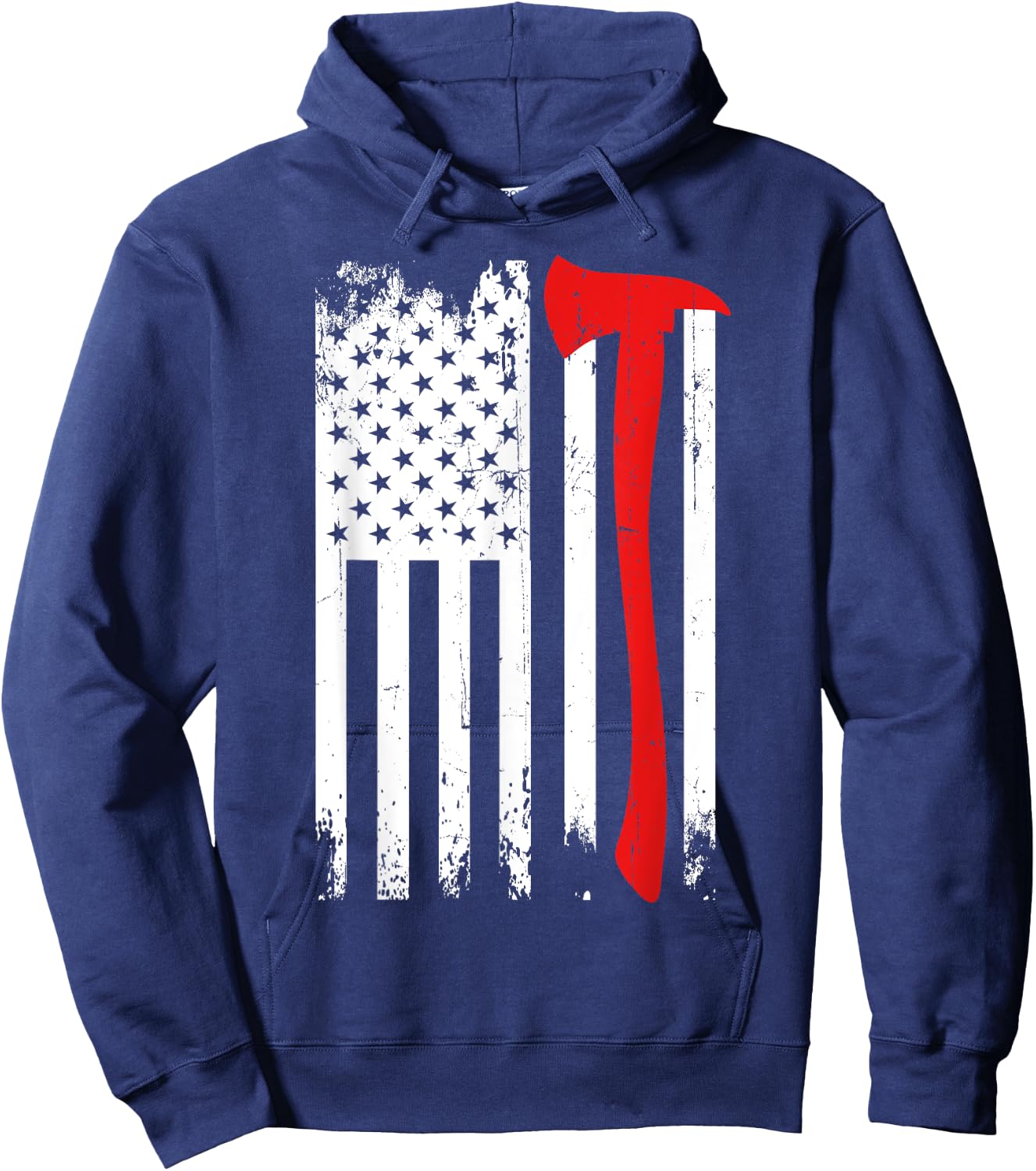 Firefighter Patriotic Fireman Firefighting Rescuer Volunteer Hoodie - Hoodie | Navy