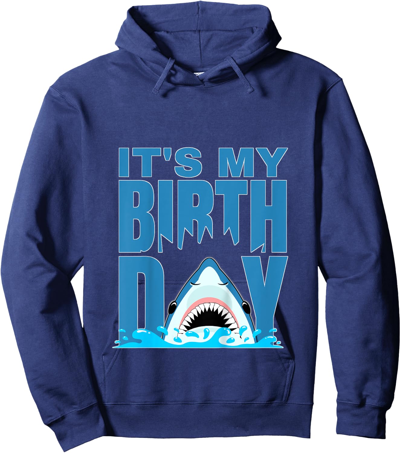 Blue Shark Birthday Shark Bite Its My Birthday Girls Boys Hoodie - Hoodie | Navy