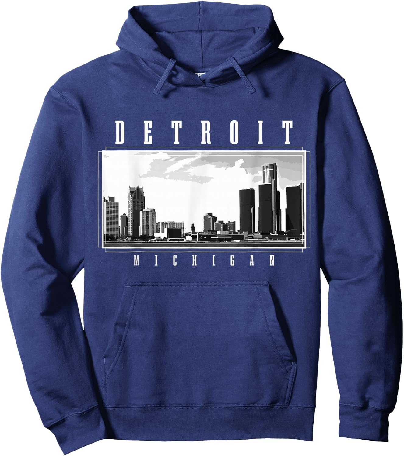 Detroit Skyline Michigan Pride Vintage Detroit Hoodie - Hoodie | Navy