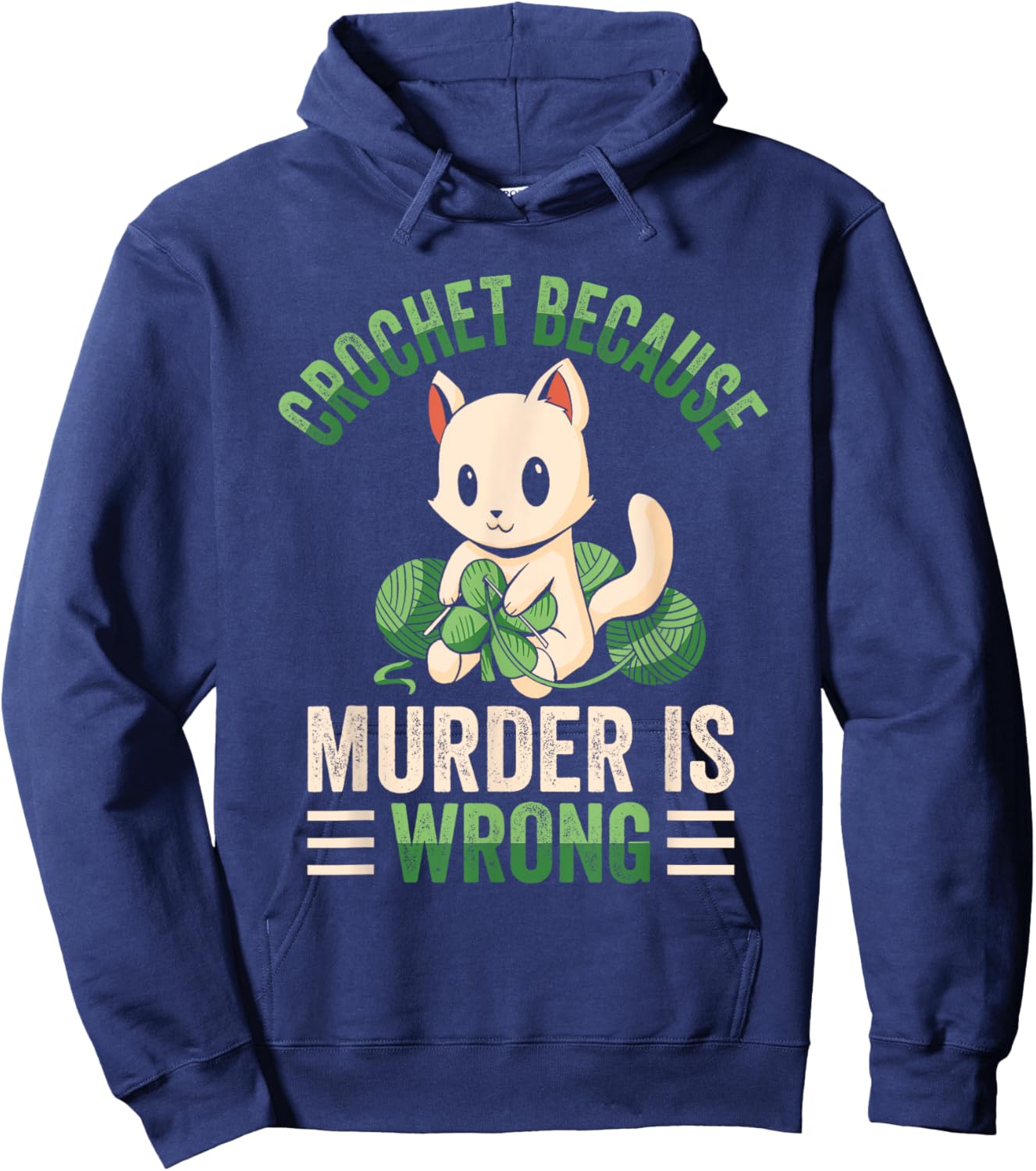 Crochet Because Murder Is Wrong Unicorn Crocheting Hoodie - Hoodie | Navy