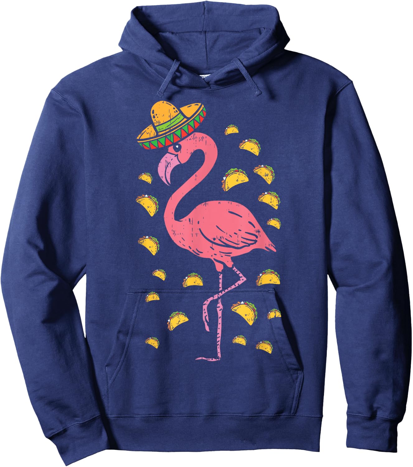 Flamingo Sombrero Tacos Cinco De Mayo Fiesta Mexican Hoodie - Hoodie | Navy