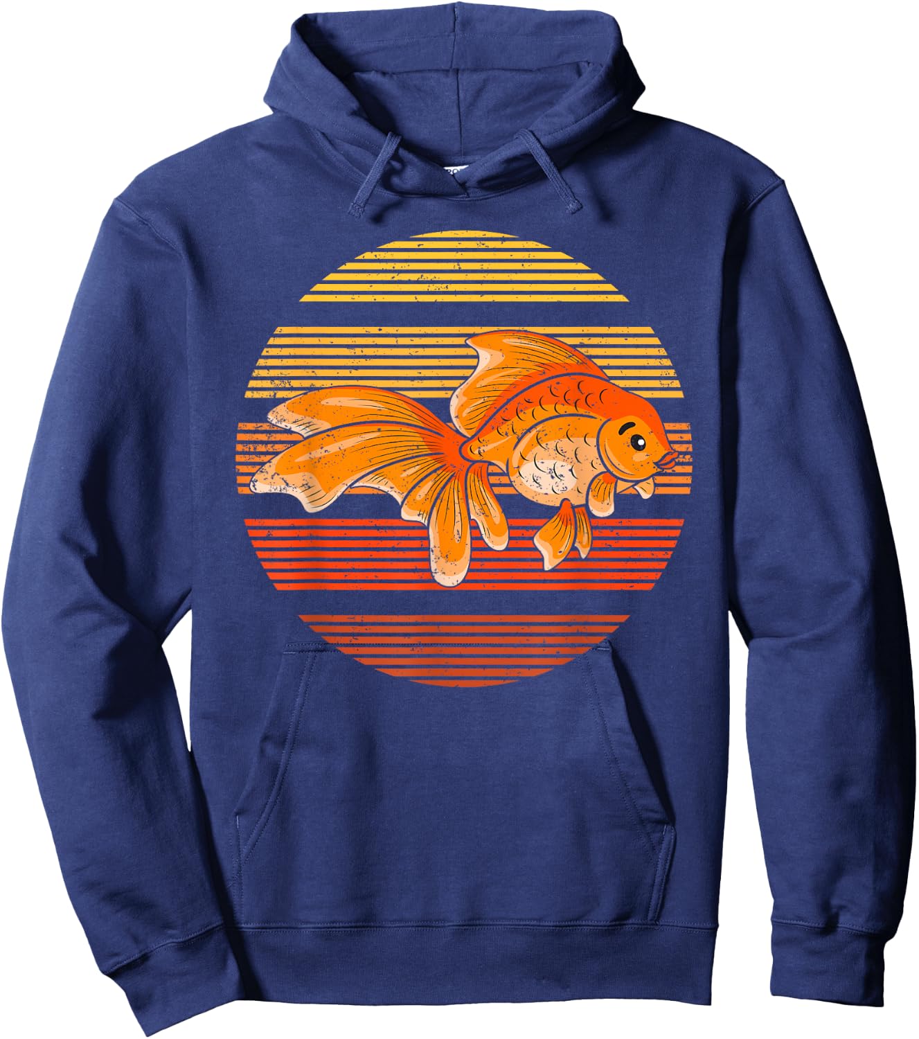 Vintage Retro Goldfish Gift Goldfish Fish Lover - Kids Black Cartoon Classic Retro Distressed Novelty - Small Hoodie - Hoodie | Navy
