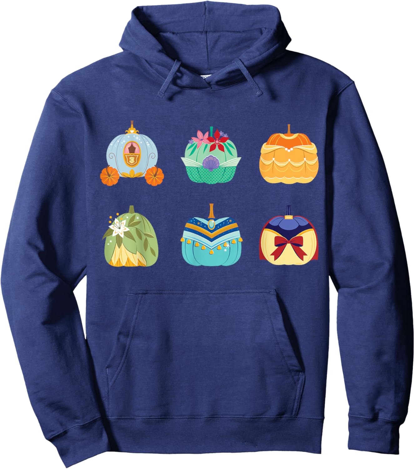 Disney Princess Pumpkins Fall Autumn Six Pumpkin Princesses Hoodie - Hoodie | Navy