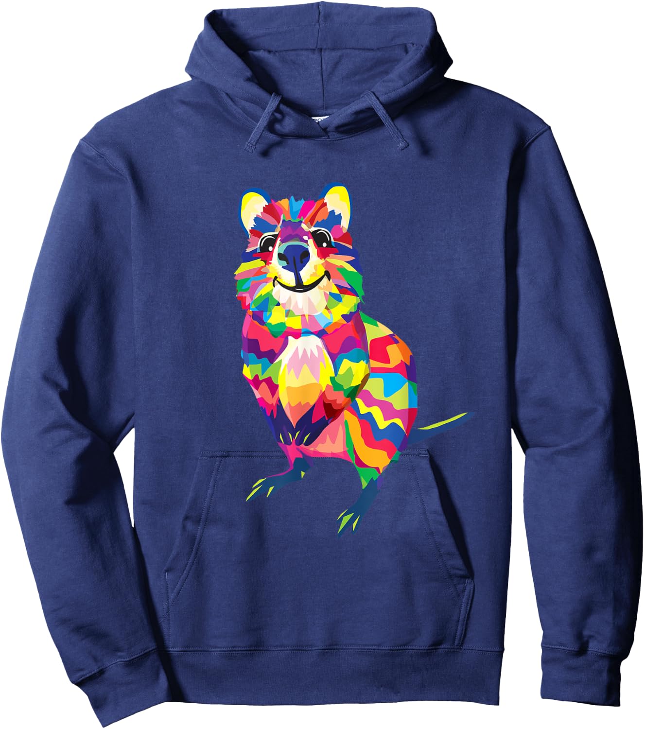 Australian Quokka Marsupial Geometric Happy Animal Hoodie - Hoodie | Navy