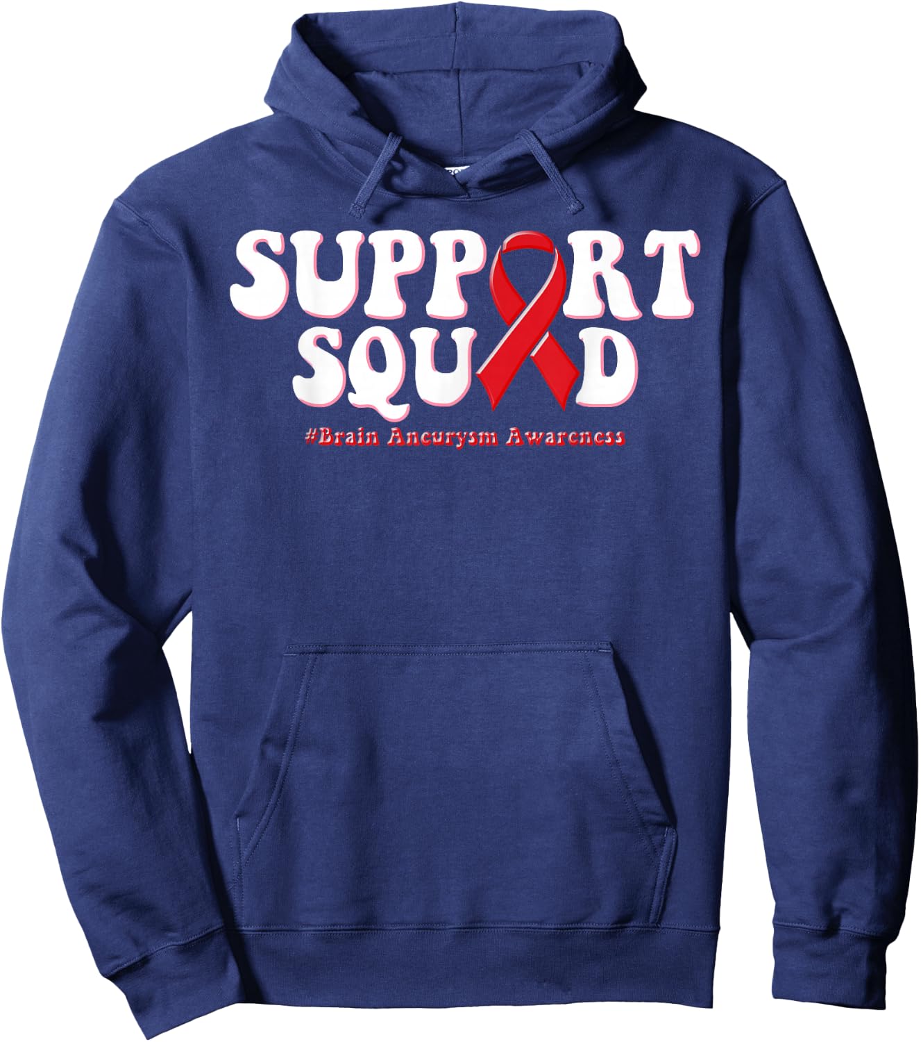 Retro Groovy Support Squad Brain Aneurysm Awareness Hoodie - Hoodie | Navy
