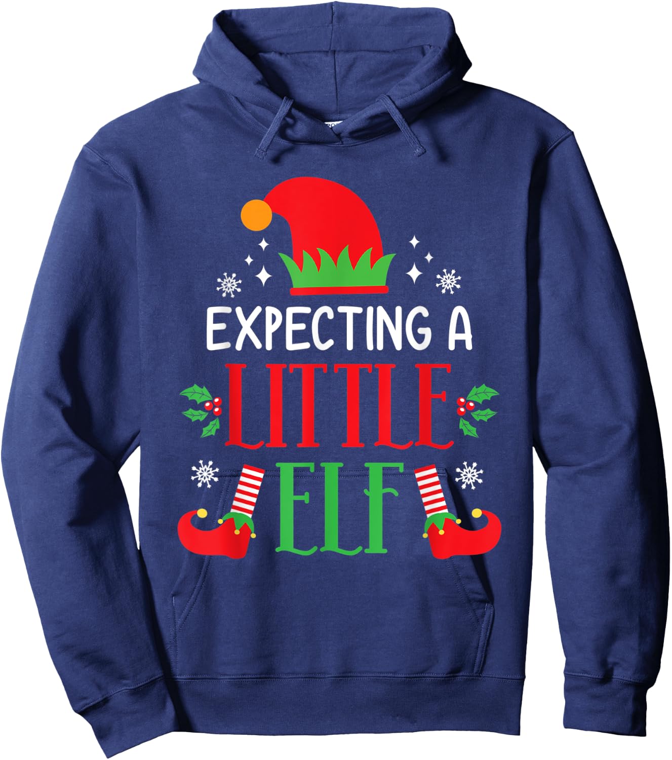 Expecting A Little Elf Cute Christmas Pregnancy Announcement Hoodie - Hoodie | Navy