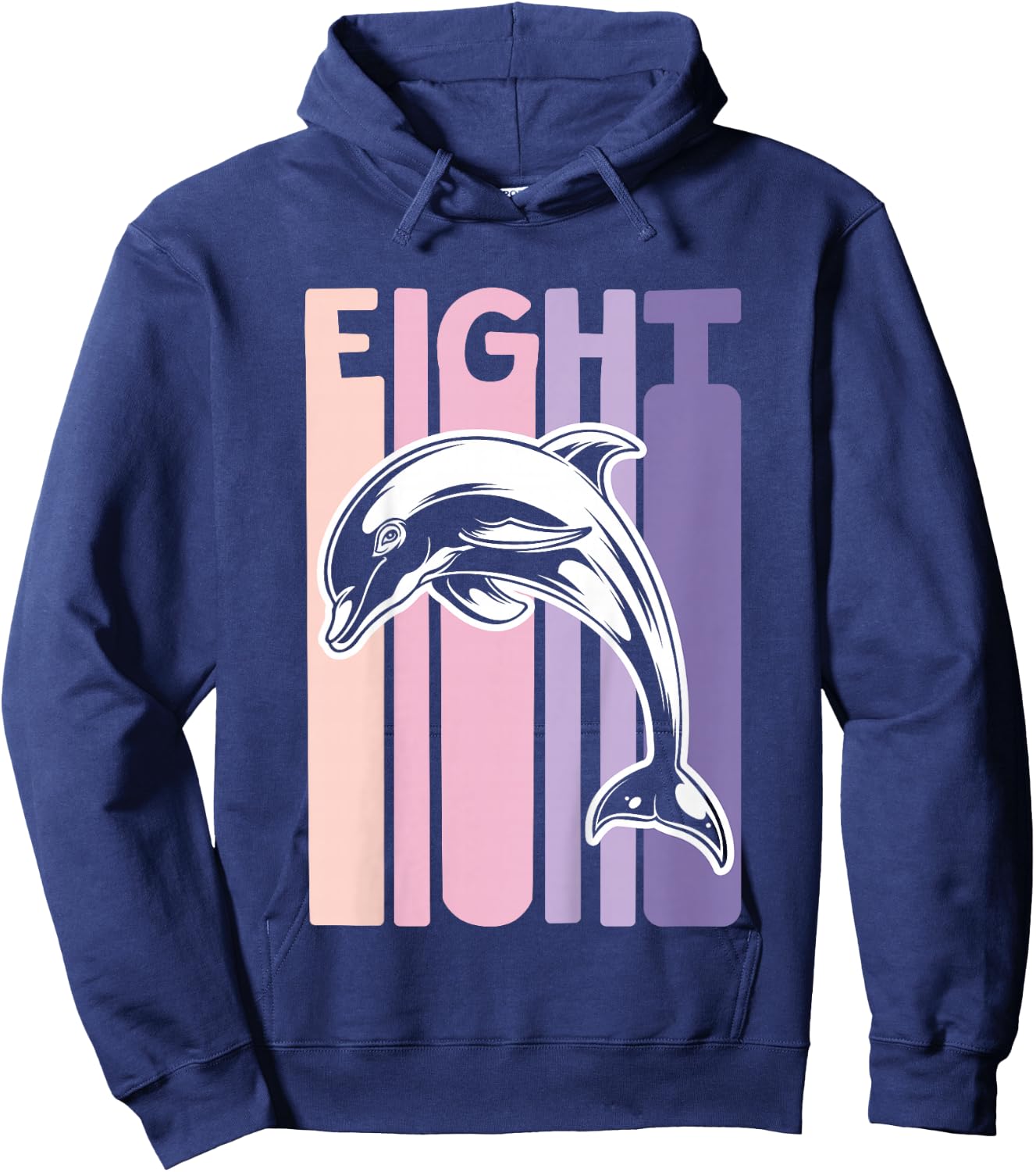 8th Birthday Gift Dolphin Fan 8 Years old Girl Hoodie - Hoodie | Navy