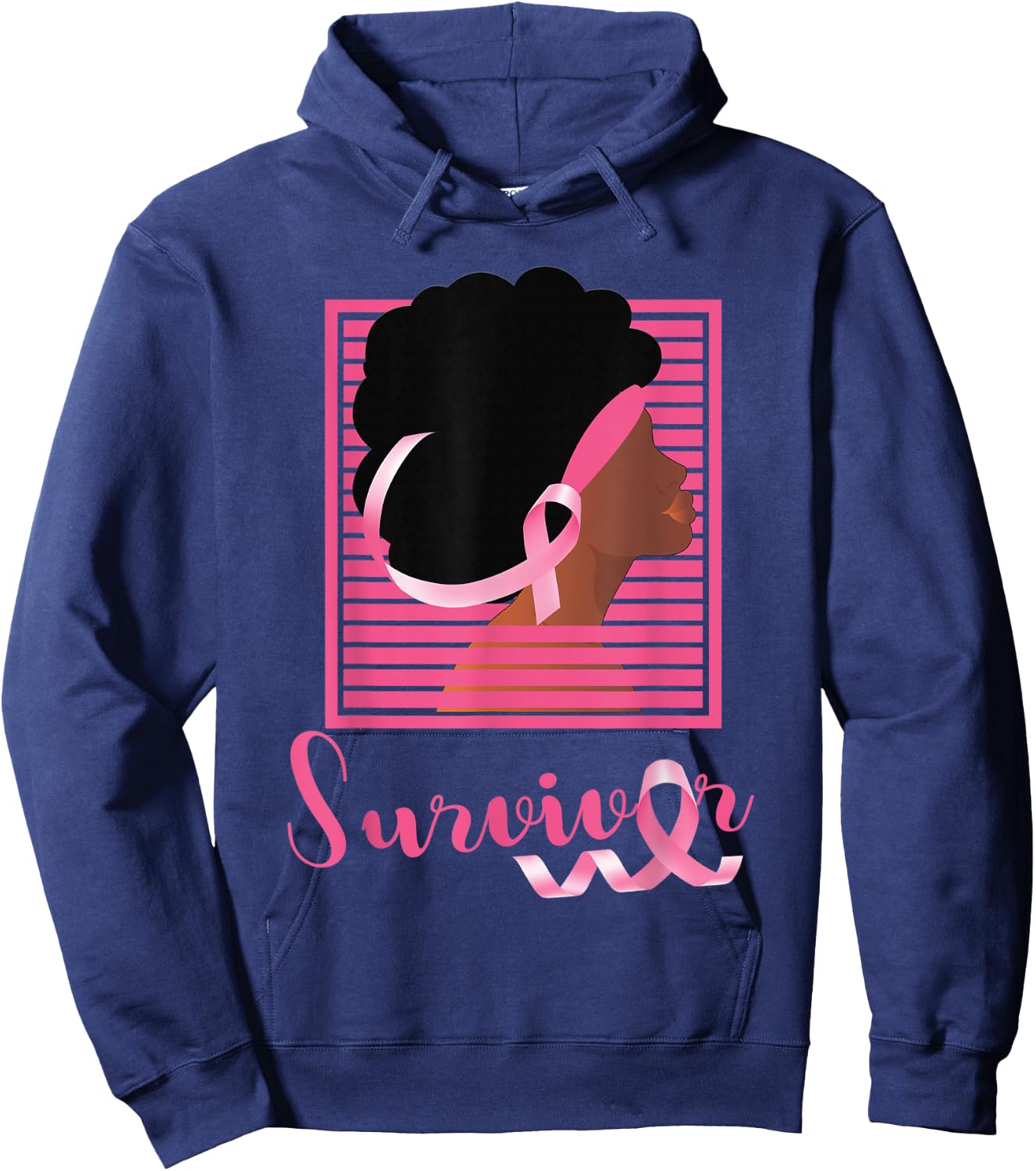 African American Black Woman Survivor Breast Cancer Awarenes Hoodie - Hoodie | Navy