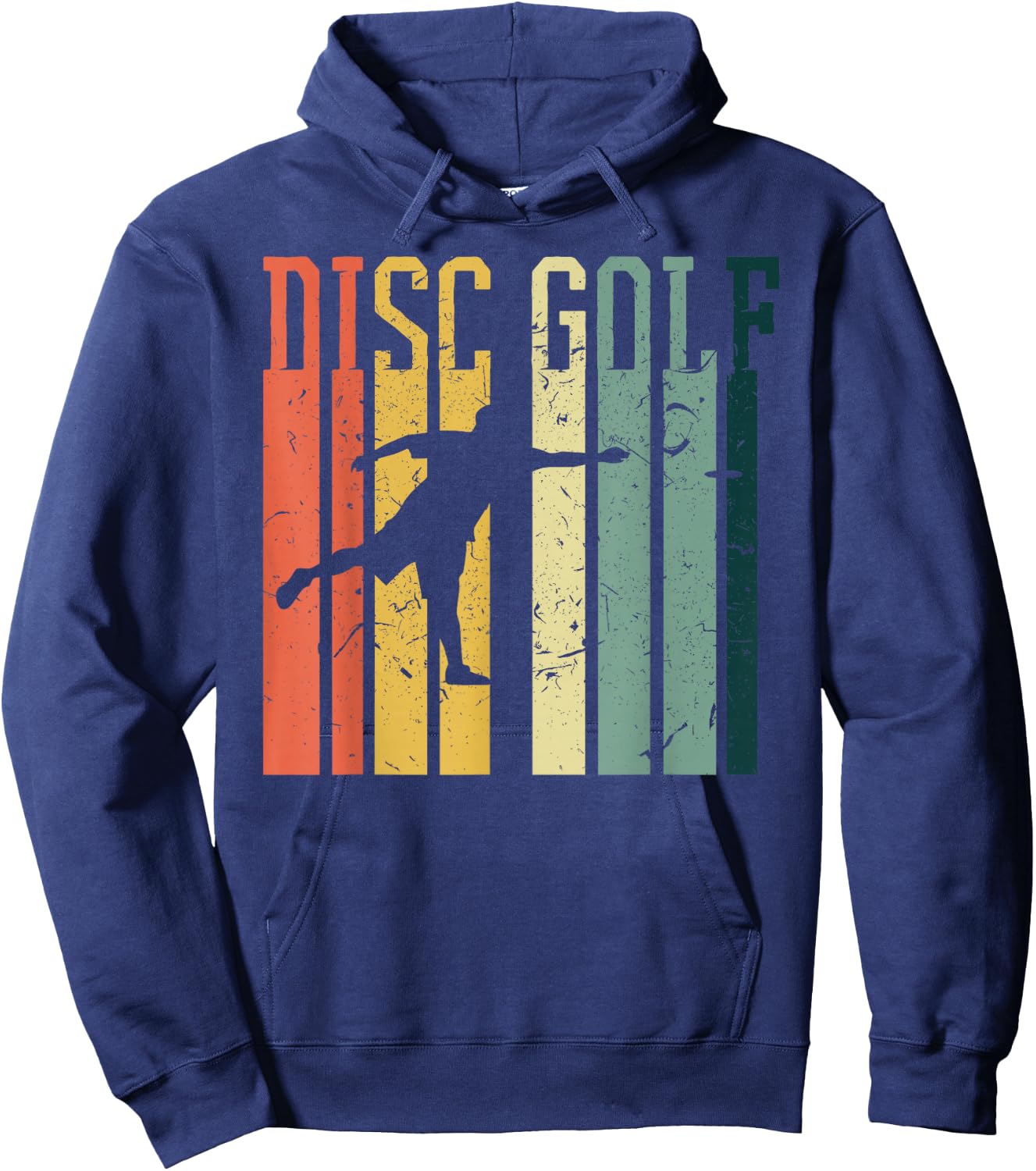 Cool Vintage Style Disc Golf Design Designs Retro Disc Golf Silhouette | Vintage Frisbee Lover -Adults, Kids Black Short Sleeve Hoodie - Hoodie | Navy