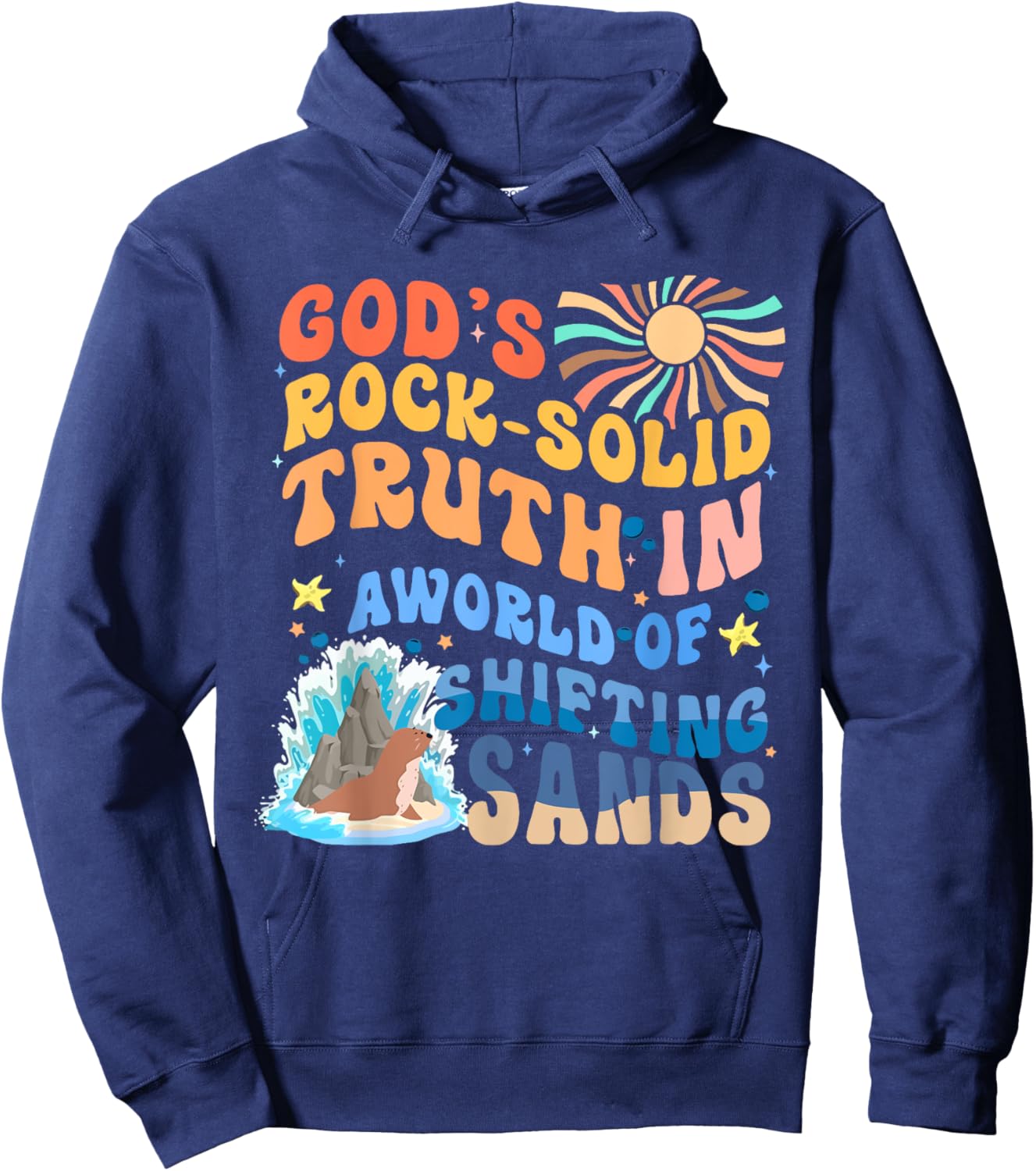 God's Rock Solid Breaker Rock Beach VBS 2026 Christian Hoodie - Hoodie | Navy