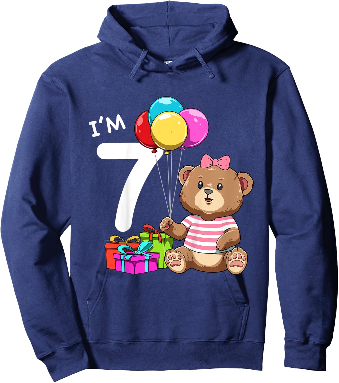 Kids Seventh Birthday Teddy Bear - 7 Year Old Girl Hoodie - Hoodie | Navy