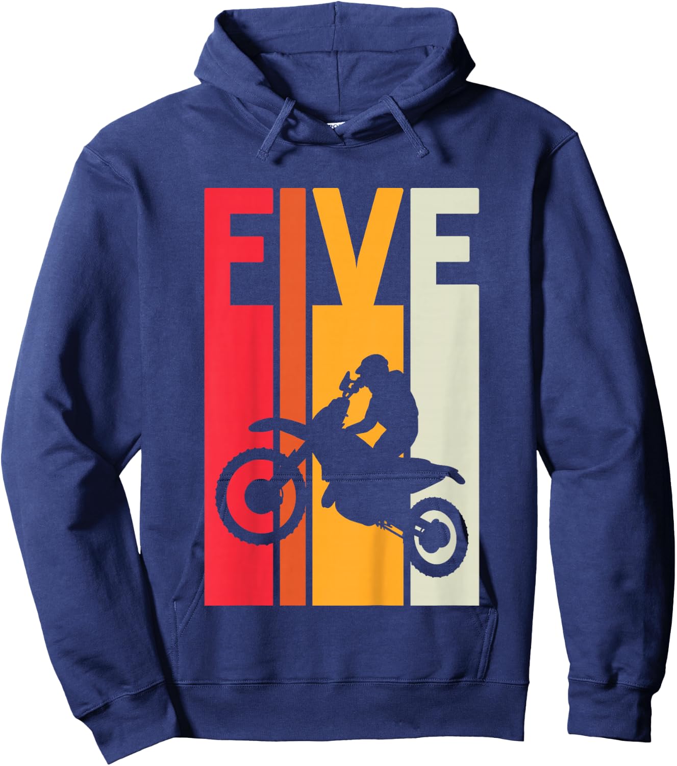5th Birthday Retro Motocross 5 Years Boys Girl Dirt Bike Hoodie - Hoodie | Navy