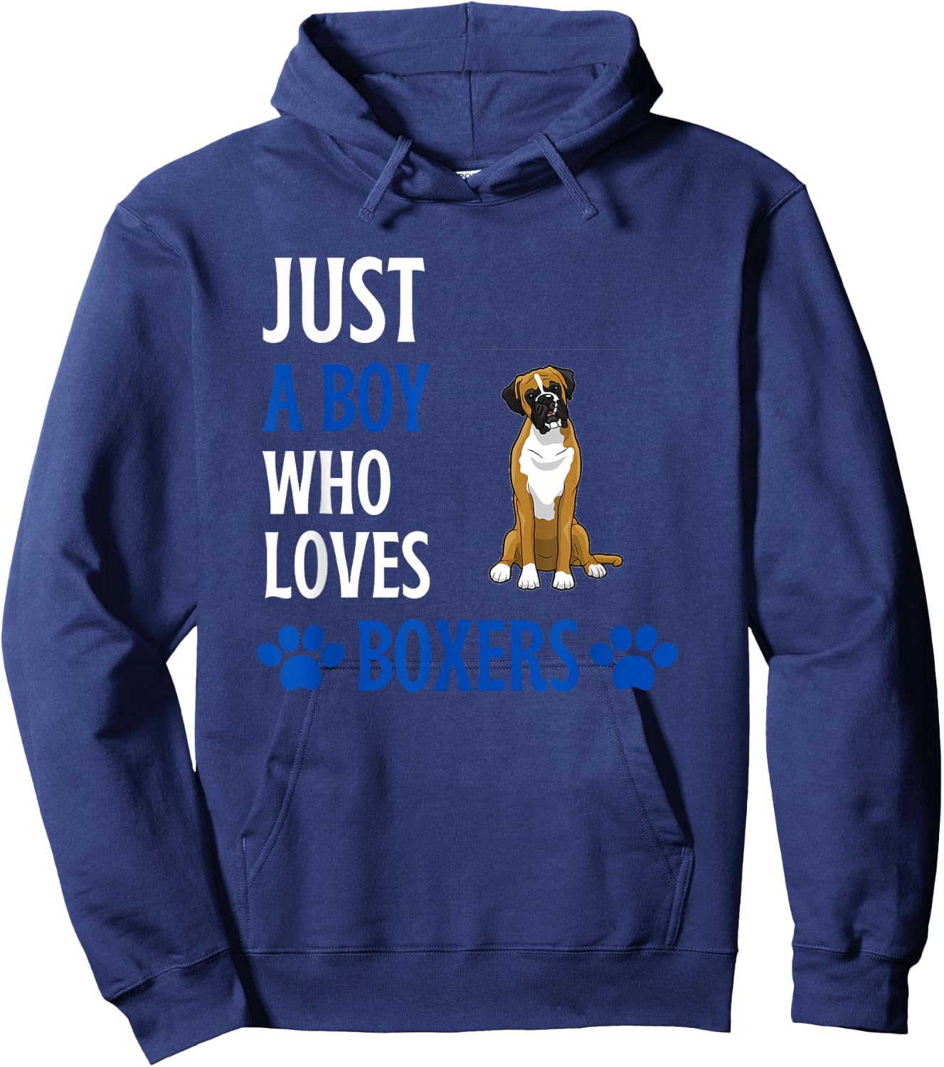 Just A Boy Who Loves Boxers Funny Boxer Dog Humor Hoodie - Hoodie | Navy