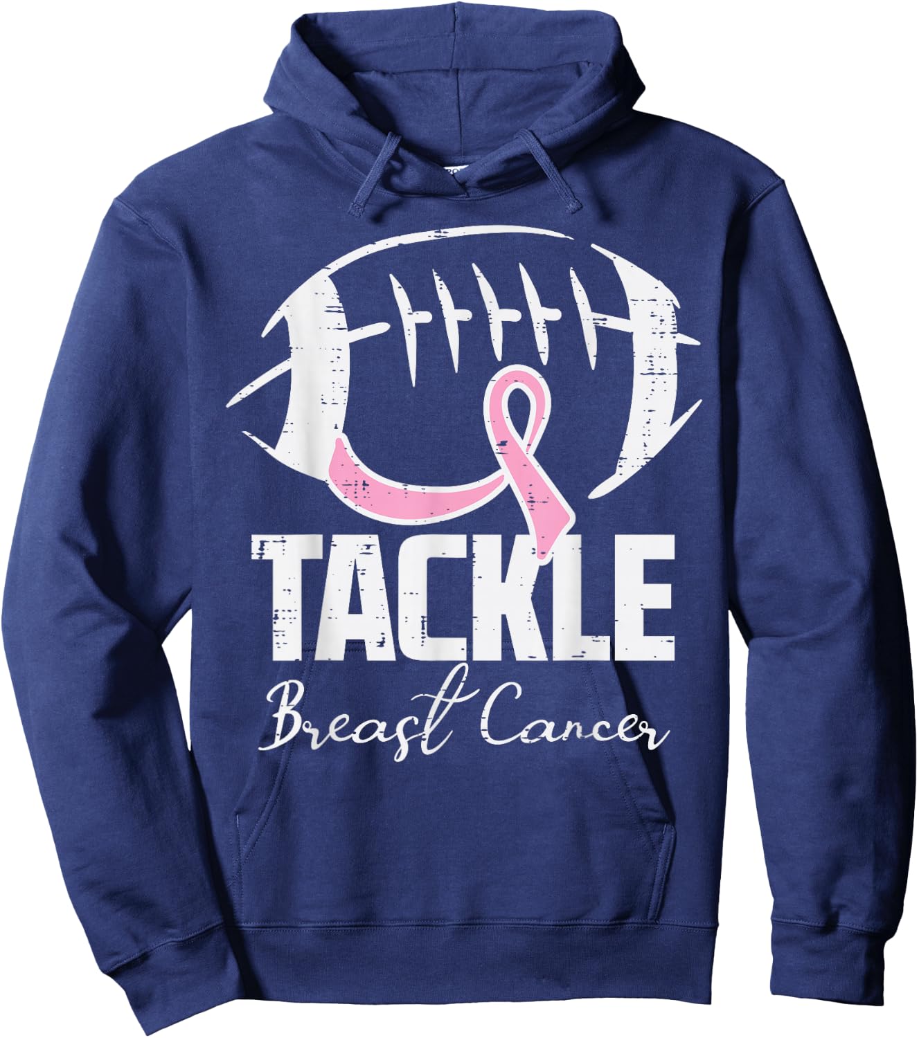 Tackle Breast Cancer Football Pink Ribbon Women Men Kids Boy Hoodie - Hoodie | Navy