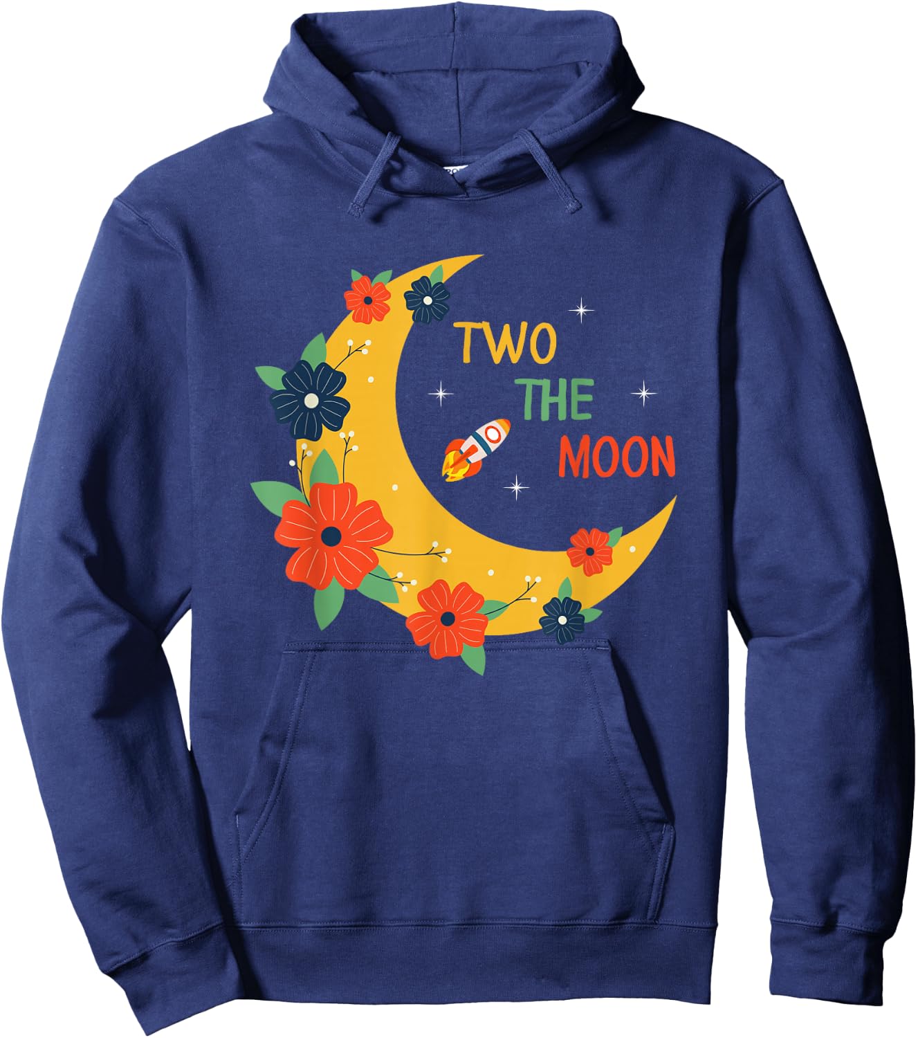 Girl's Two the Moon Shirt - Toddler 2nd Birthday Gift Hoodie - Hoodie | Navy