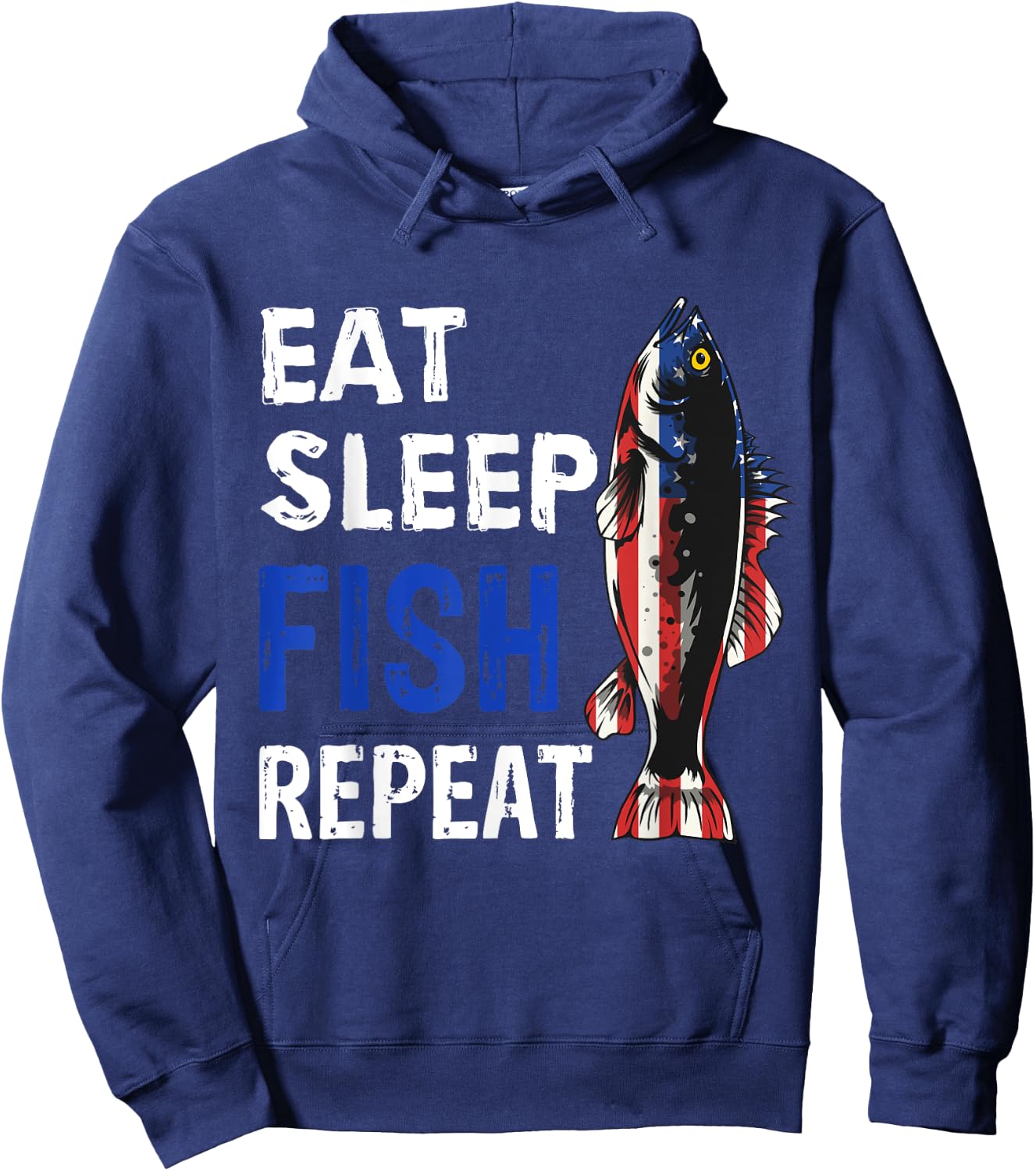 USA Eat Sleep Fish Repeat Funny Gift Hoodie - Hoodie | Navy