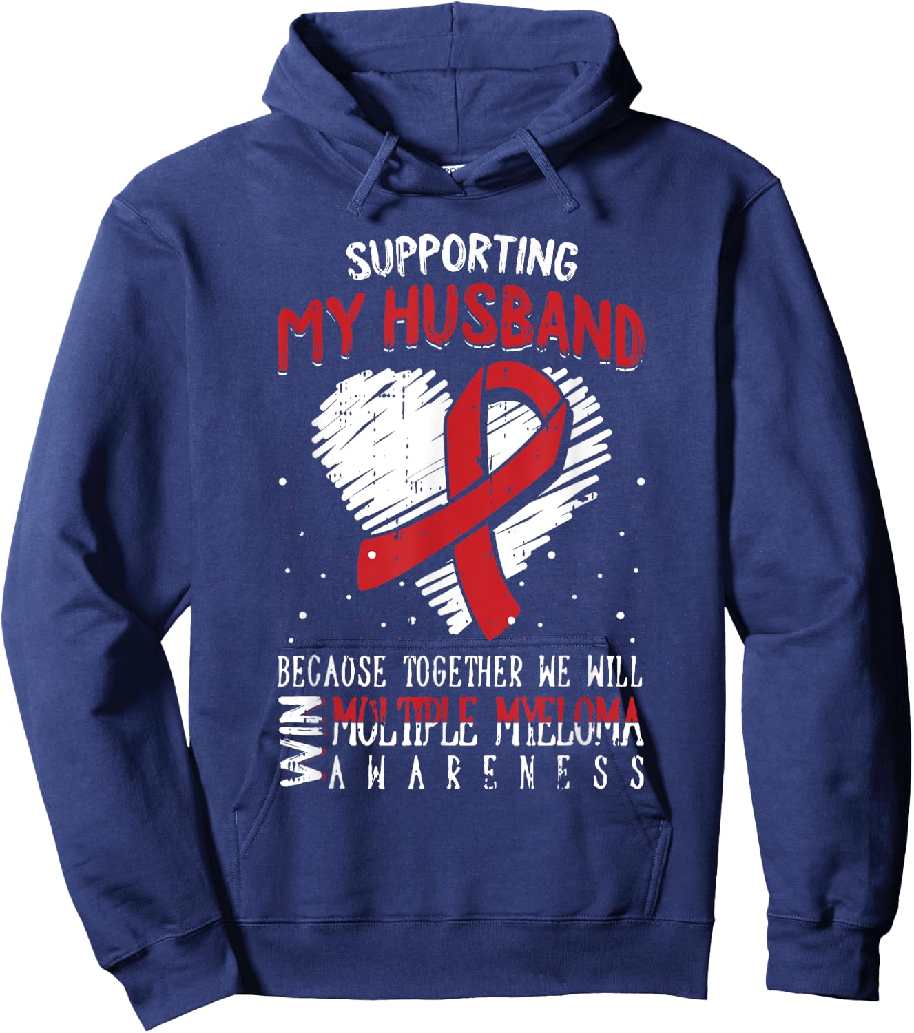 My Husband Multiple Myeloma Awareness Ribbon Warrior Gifts Hoodie - Hoodie | Navy