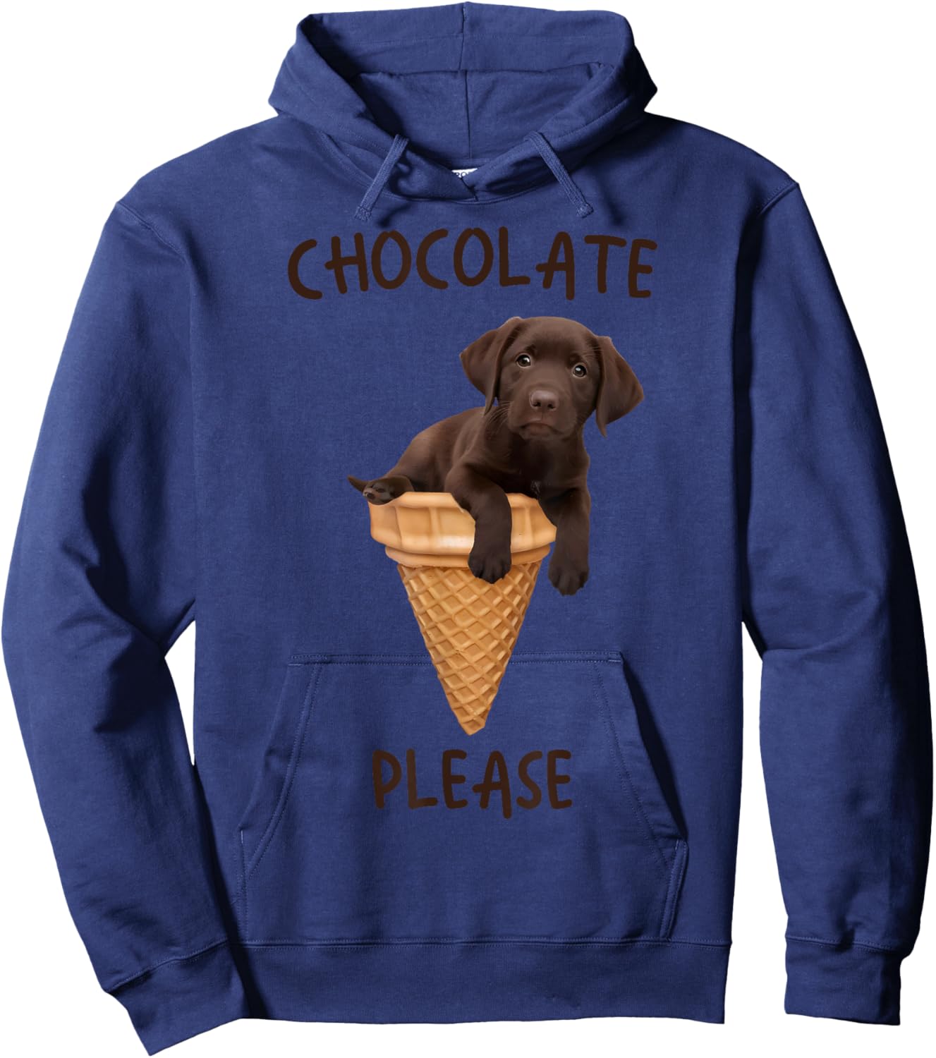 Chocolate Lab Waffle Cone Ice Cream Cute Labrador Puppy Dog Women Kids Hoodie - Hoodie | Navy
