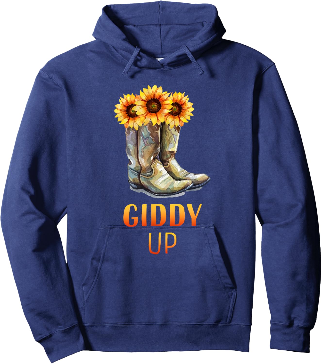 Giddy Up Cowgirl Boots Hoodie - Hoodie | Navy