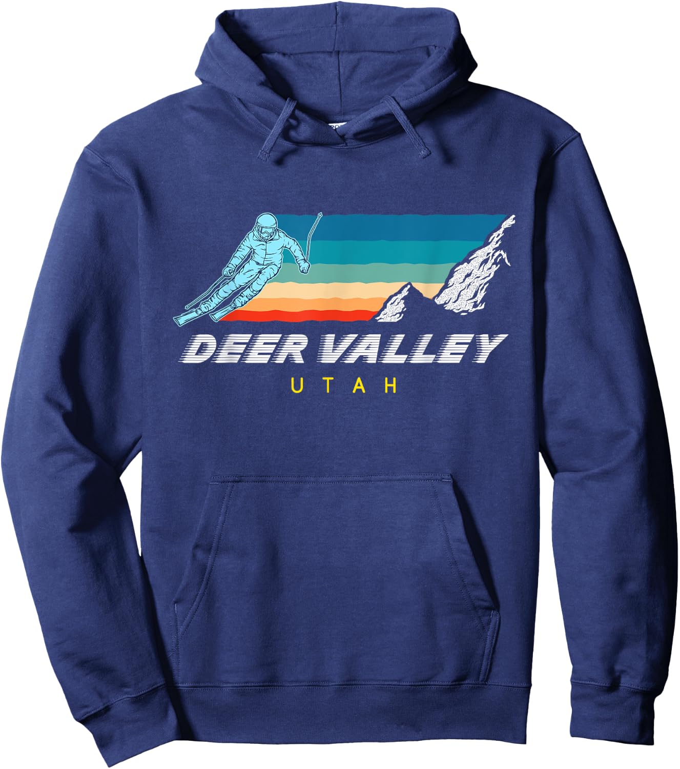 Deer Valley, Utah - USA Ski Resort 1980s Retro Hoodie - Hoodie | Navy