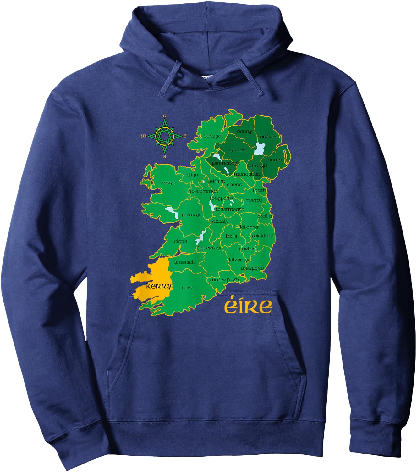 Kerry Ireland County Map Eire Irish Travel Hoodie - Hoodie | Navy