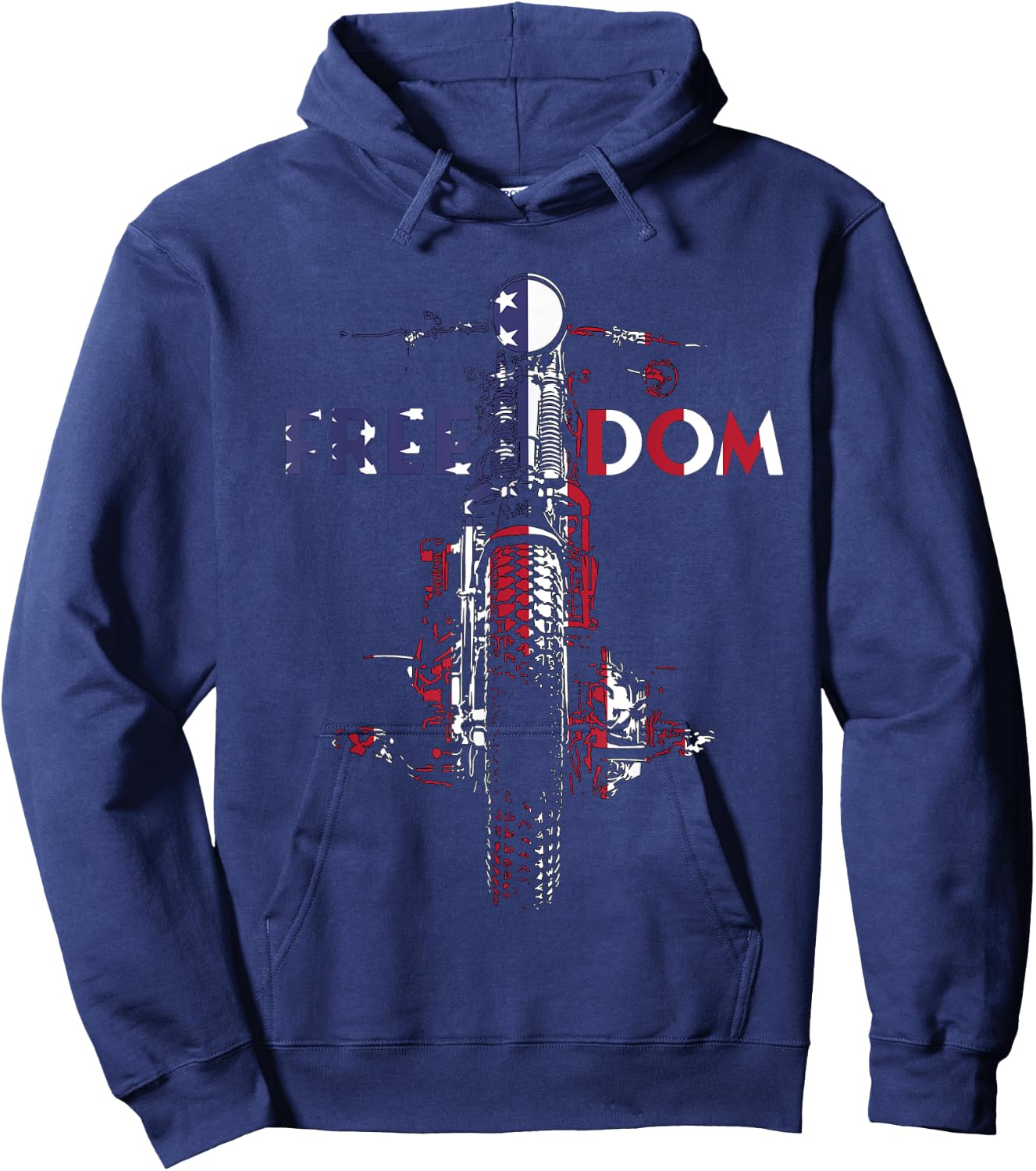 Freedom USA Flag Vintage Springer Bobber HD Motorcycle Biker Women Men Hoodie - Hoodie | Navy