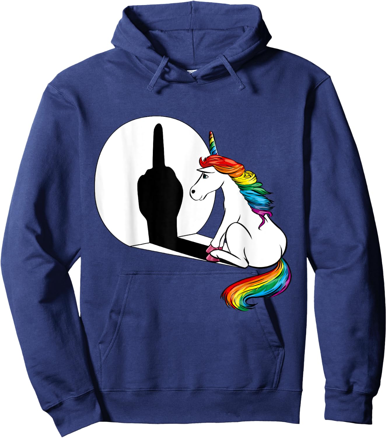 Unicorn Sarcasm Funny Shadow Unicorn Middle Finger Hoodie - Hoodie | Navy