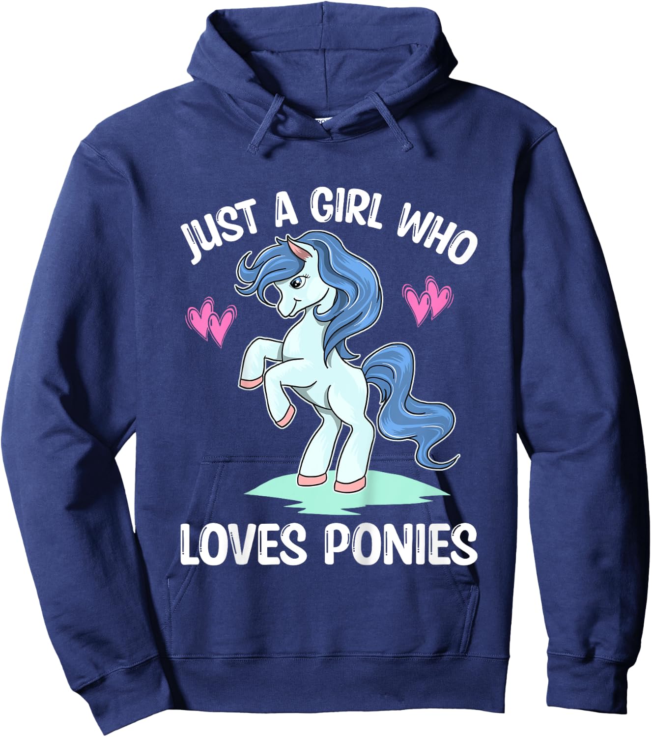 JUST A GIRL WHO LOVES PONIES Horse & Pony Lover Toddler Kids Hoodie - Hoodie | Navy