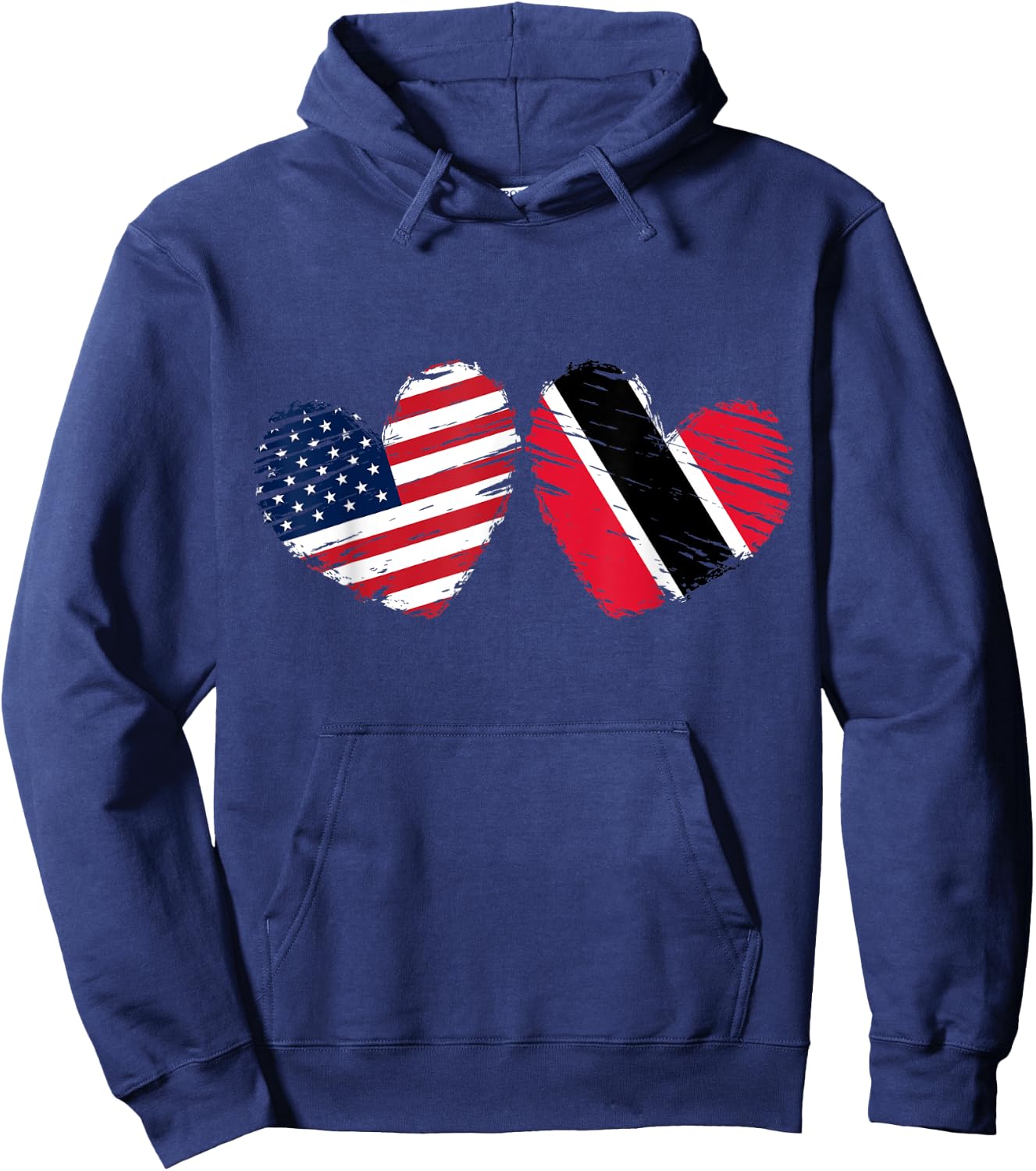 USA Trinidad and Tobago Flag Heart Trinbagonian American Hoodie - Hoodie | Navy
