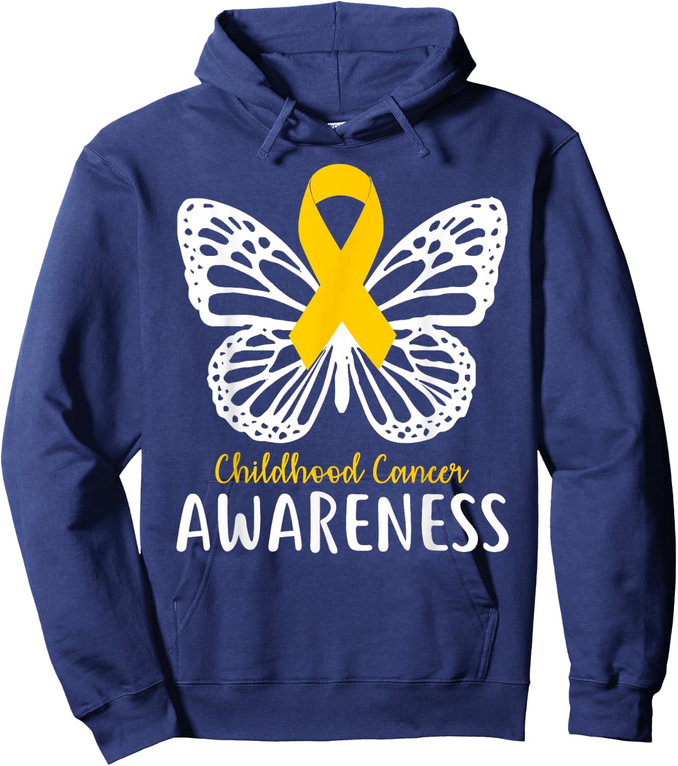 Pediatric Cancer Awareness Childhood Gifts Butterfly Hoodie - Hoodie | Navy