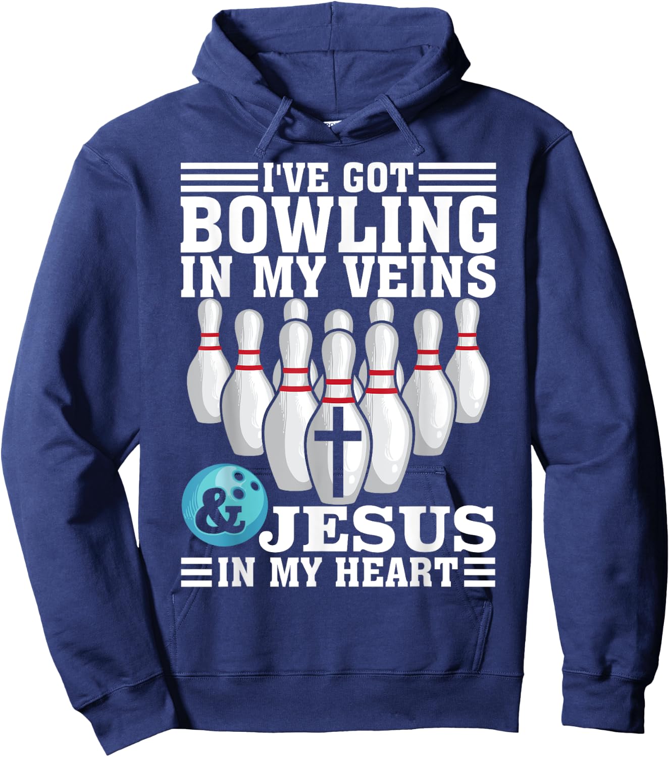 Funny Bowling Gift Women Cute Bowler And Jesus Love Hoodie - Hoodie | Navy