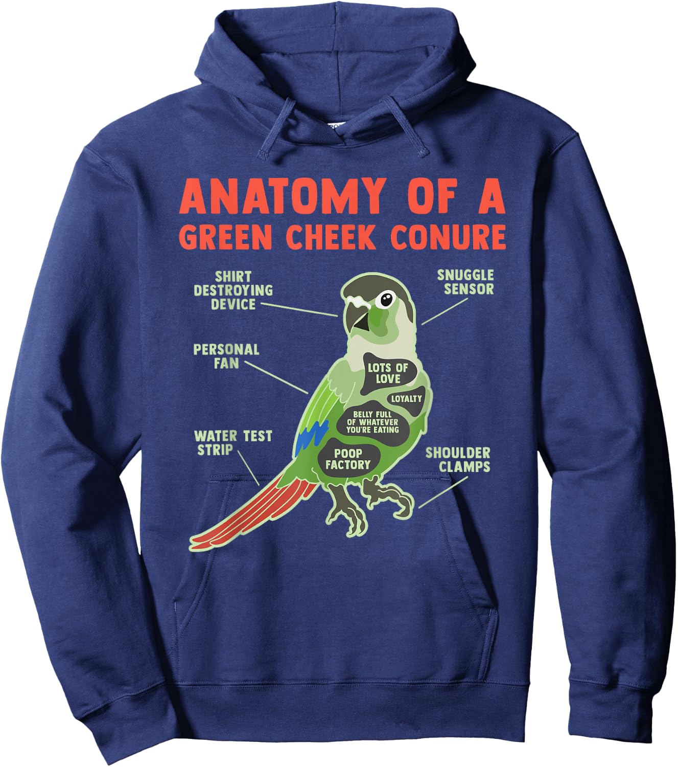 Funny Green Cheek Conure Bird Lover Pineapple Parrot Gifts Hoodie - Hoodie | Navy