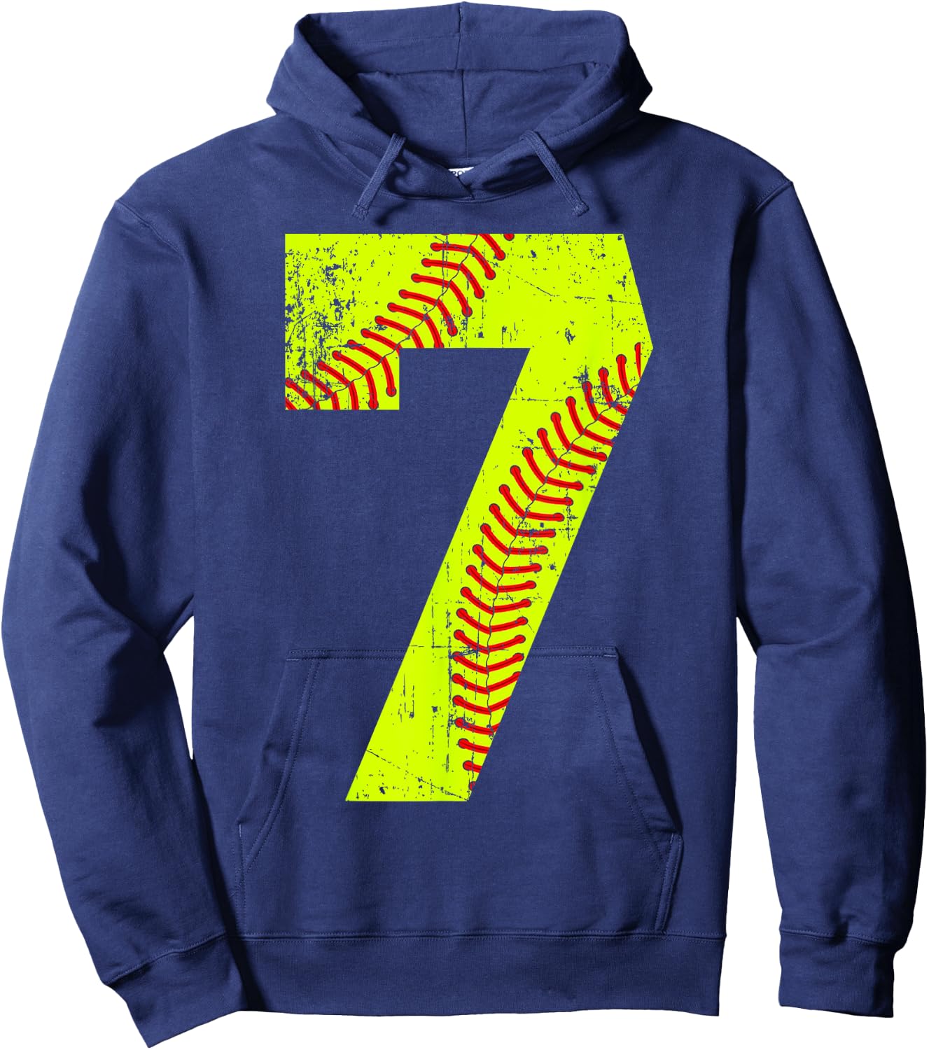 Vintage Softball 7 Jersey Number Hoodie - Hoodie | Navy