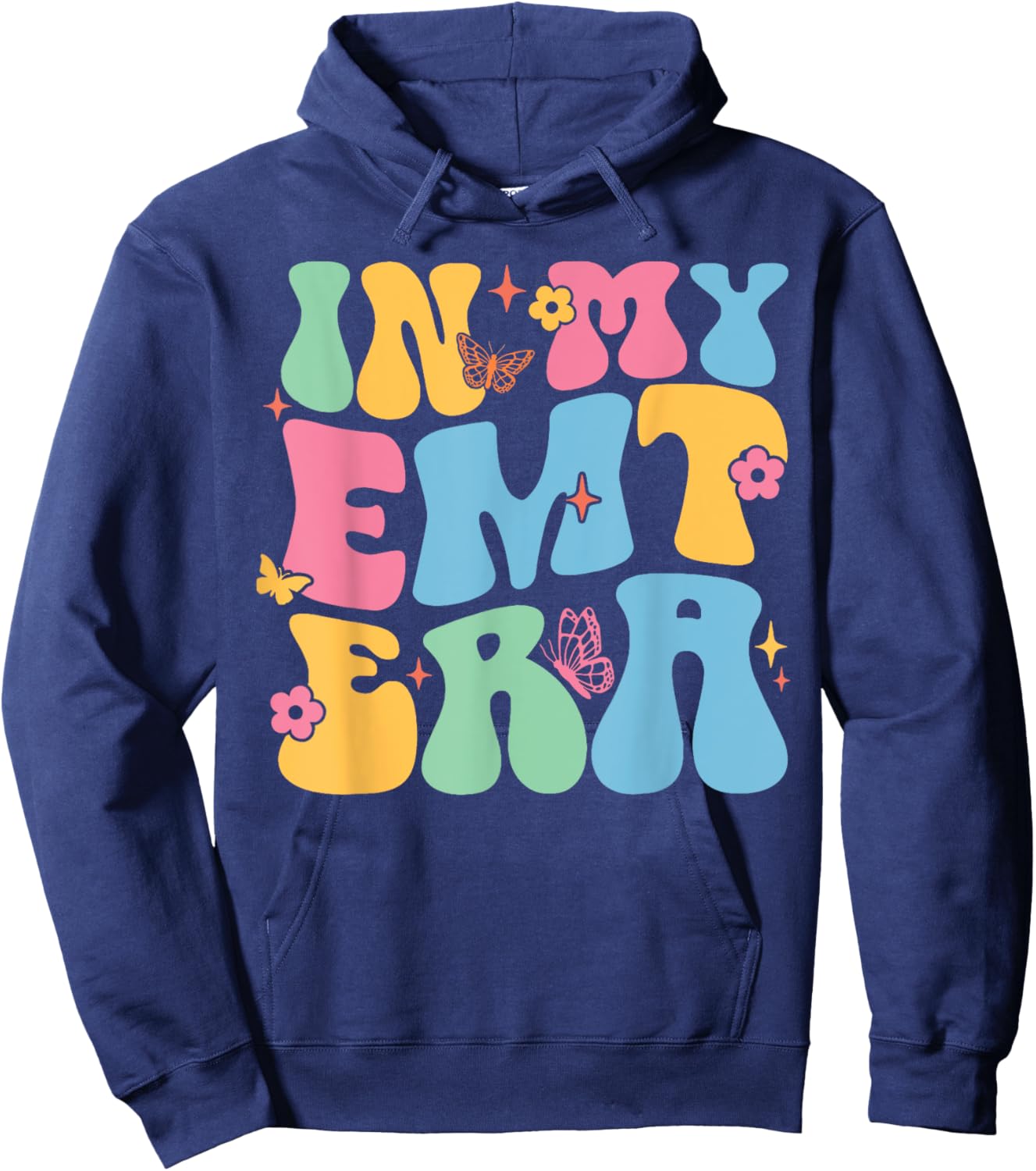 In My EMT Era Funny Groovy EMT Nurse Life Hoodie - Hoodie | Navy